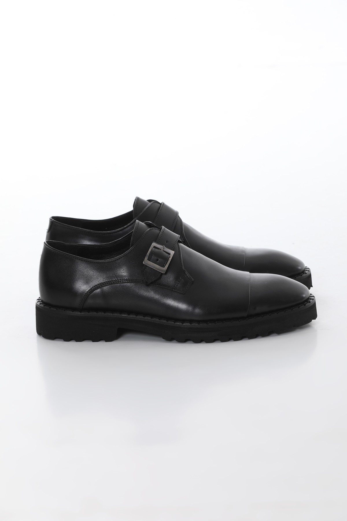 Genuine Leather Casual with Buckle Detail - Black