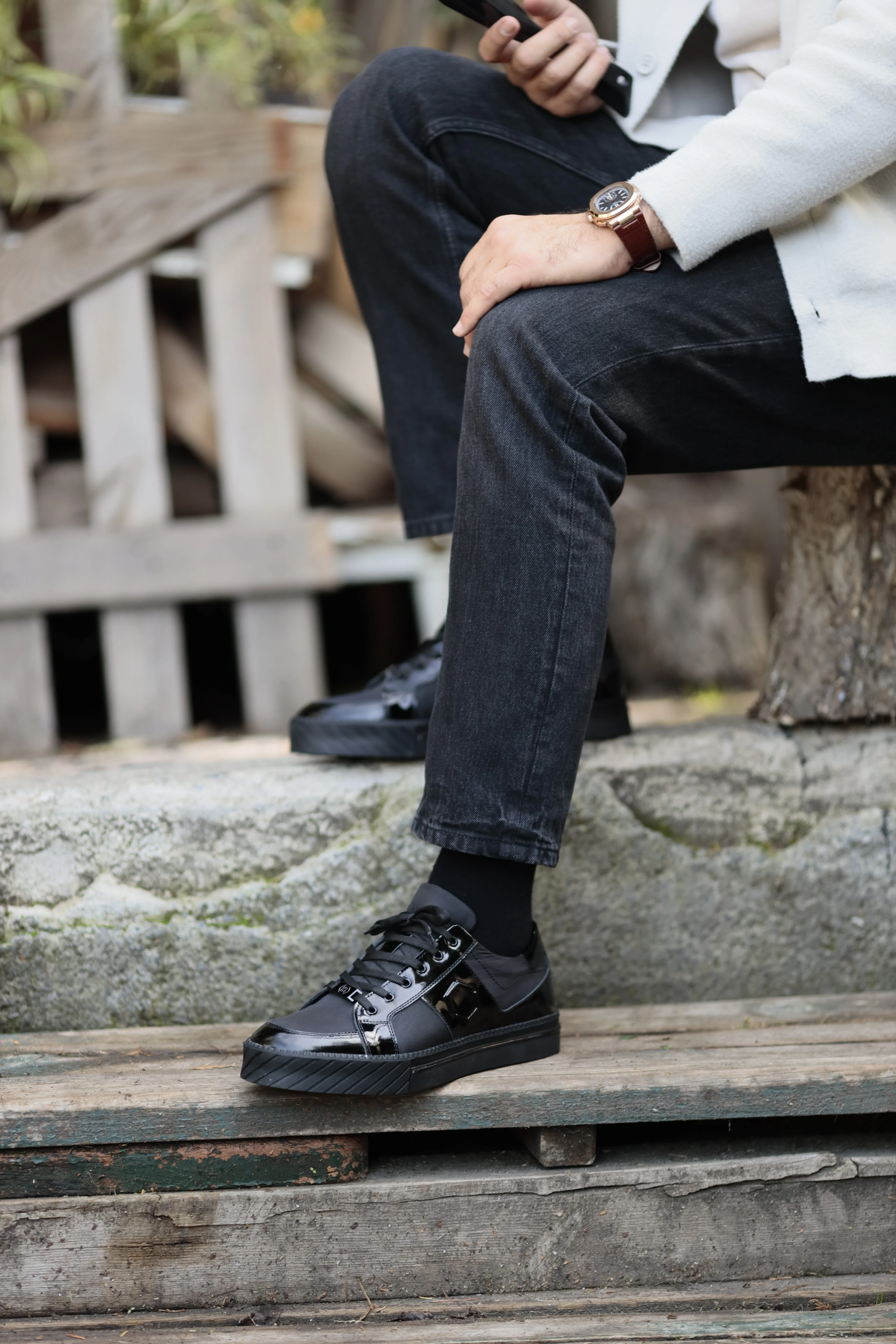 Kanada Model Kombinasyonlu Deri İthal Taban Sneaker Ayakkabı