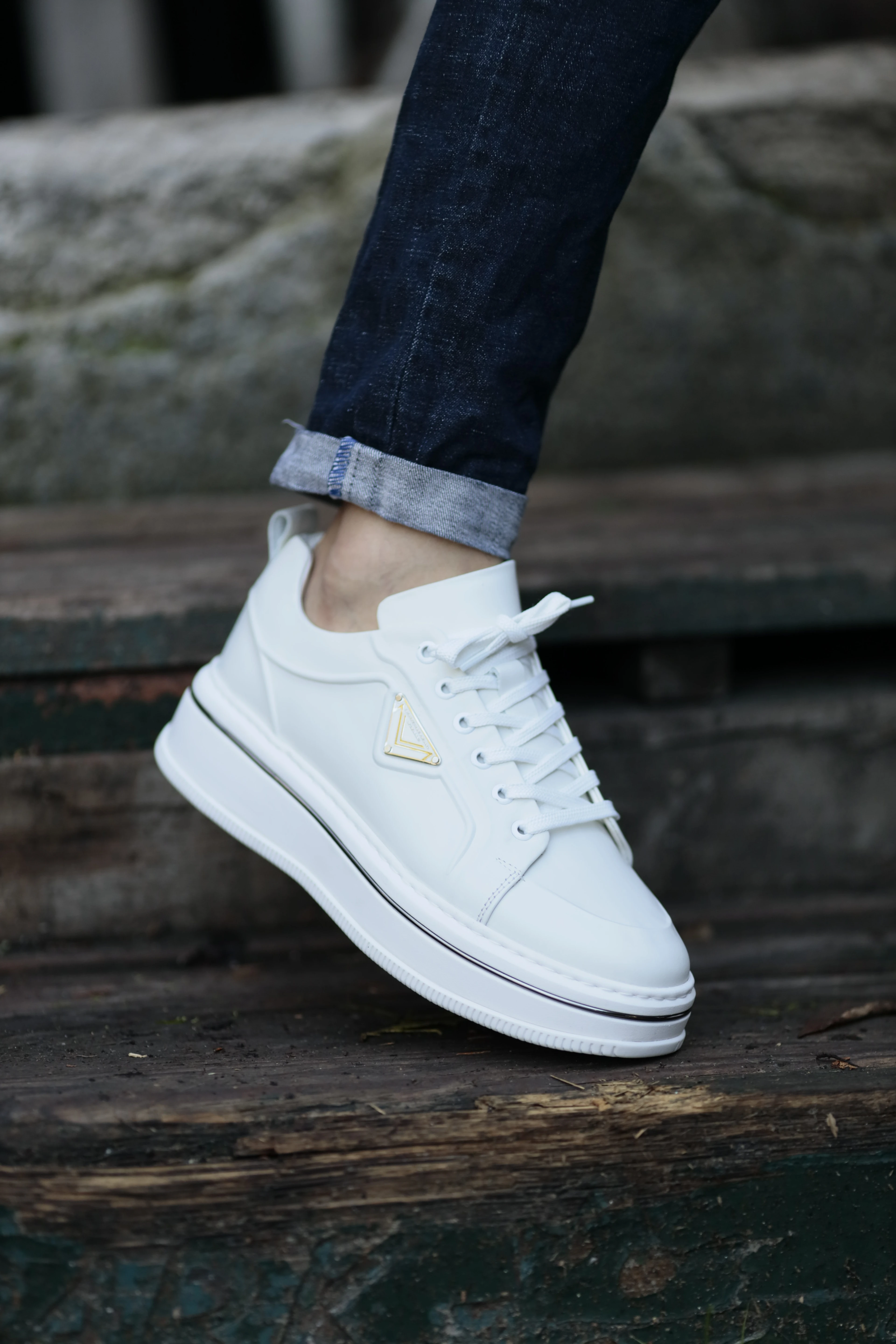 Samuel Model İthal Taban Hakiki Deri Sneaker Ayakkabı - BEYAZ