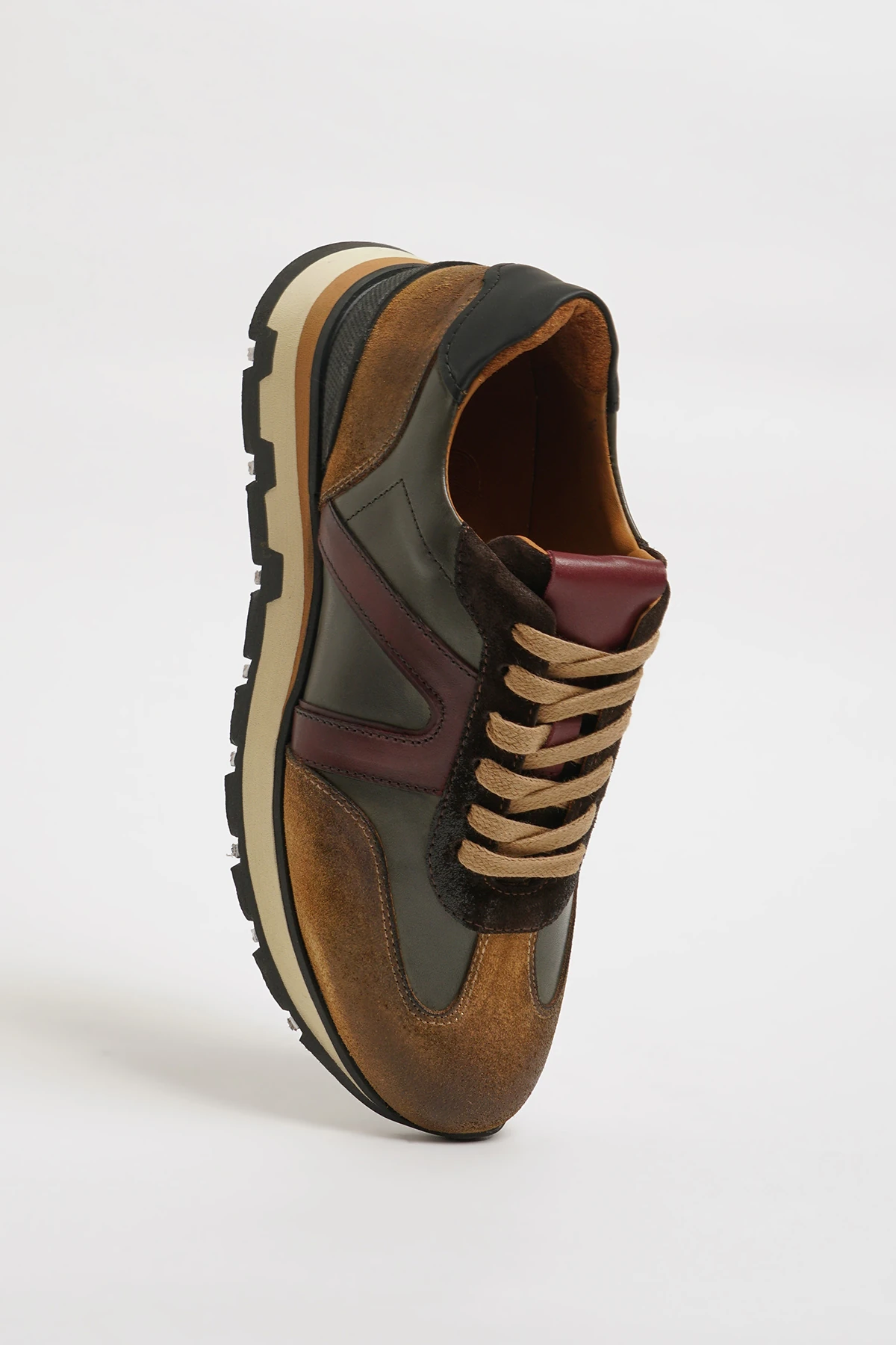 Fernando Model Kombinasyonlu Deri Eva Taban Sneaker Ayakkabı - TABA