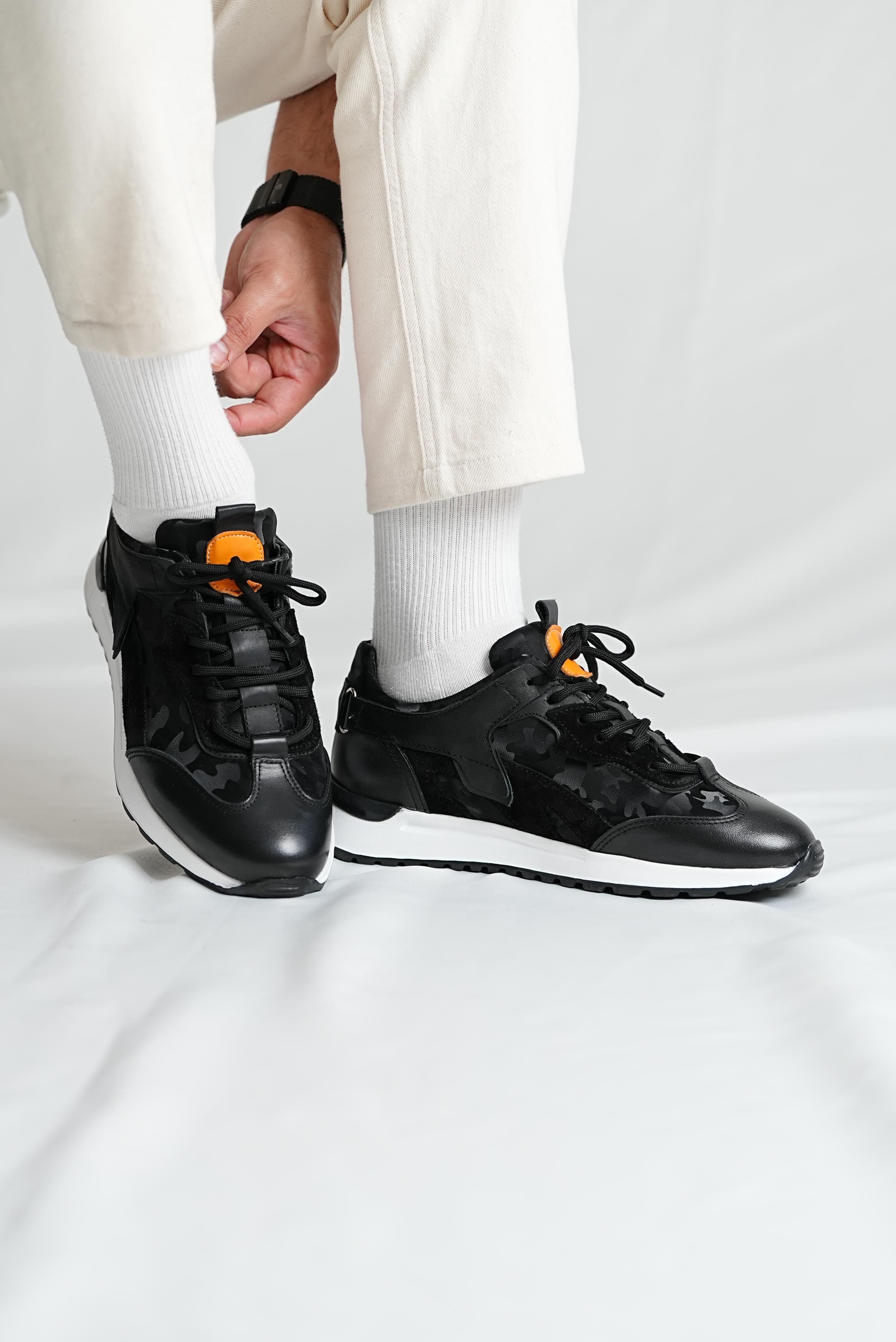 Captor Model Kombinasyonlu Deri Eva Taban Sneaker Ayakkabı - SİYAH
