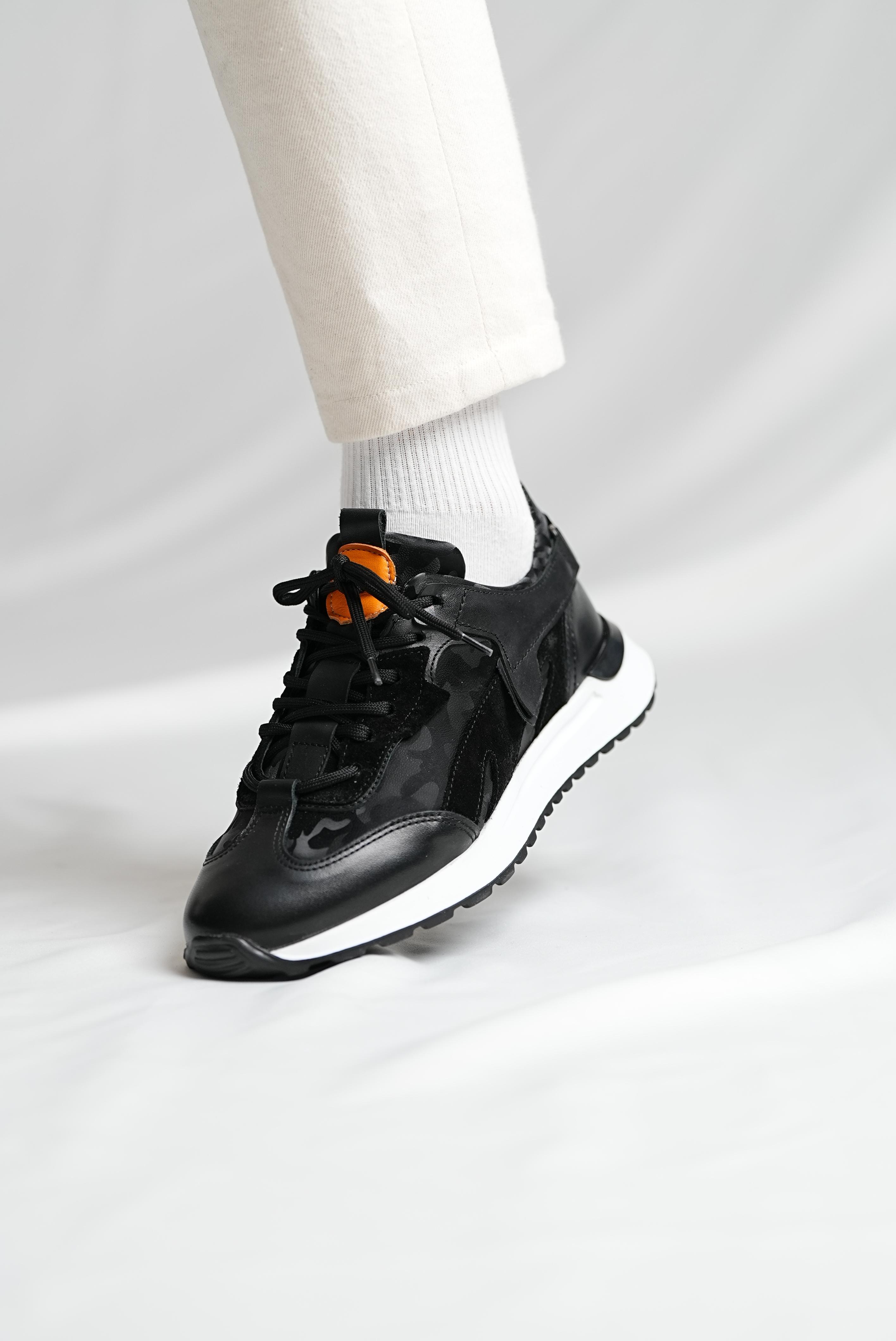 Captor Model Kombinasyonlu Deri Eva Taban Sneaker Ayakkabı - SİYAH