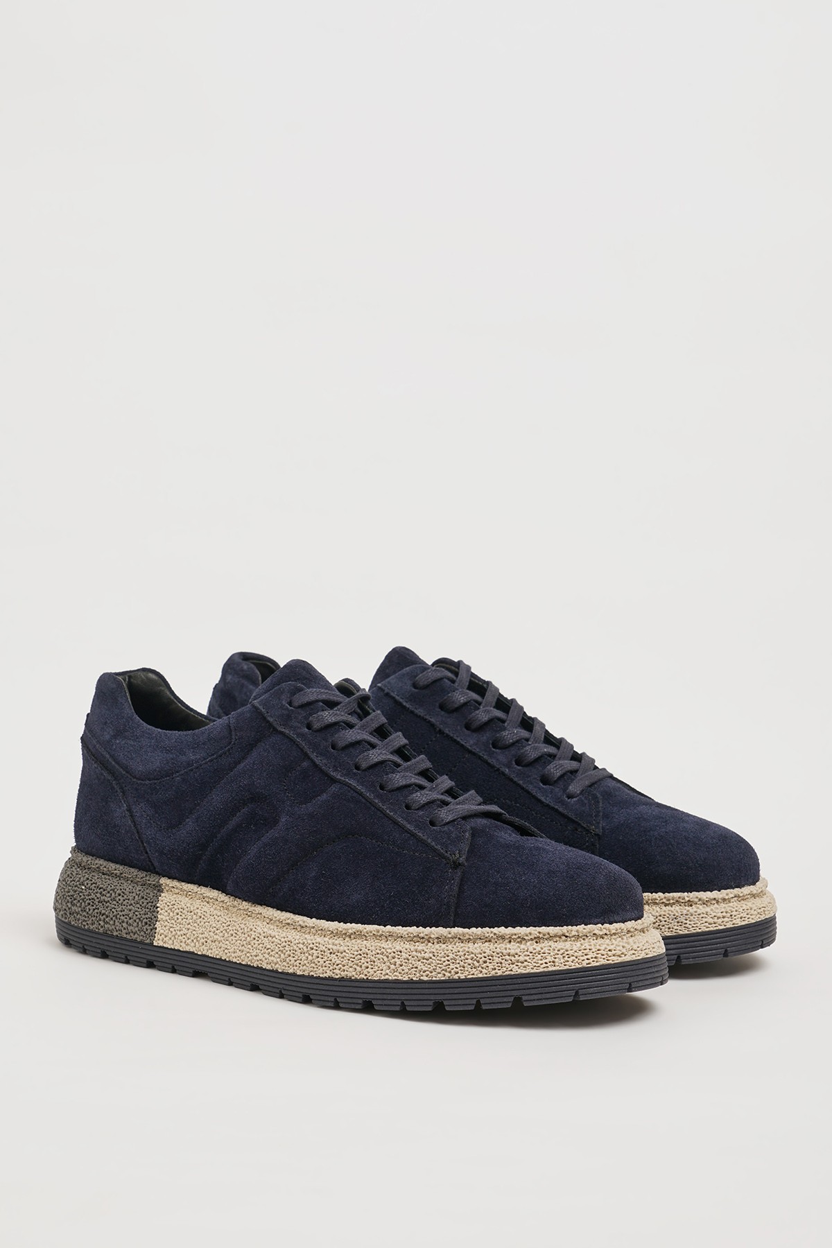 Holly Model Kombinasyonlu Deri İthal Taban Sneaker Ayakkabı - LACİVERT