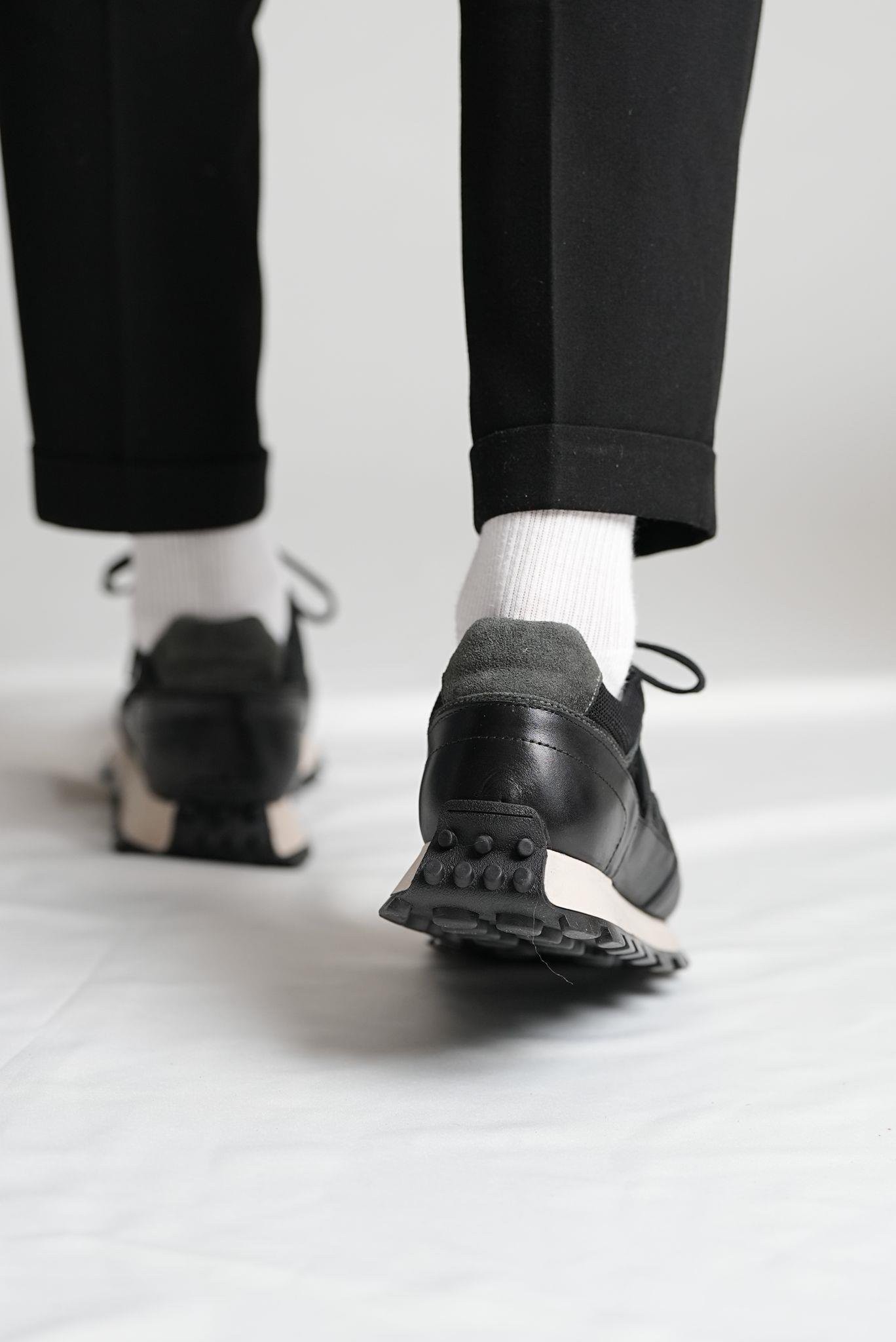Harry V2 Model Kombinasyonlu Deri Eva Model Sneaker Ayakkabı - SİYAH