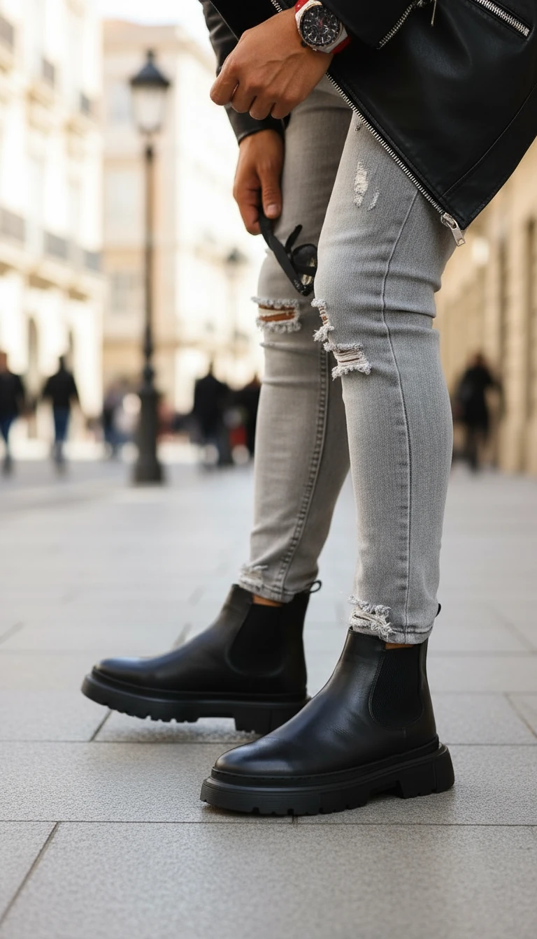 Agustin Model Hakiki Natural Deri Eva Taban Chelsea Bot - SİYAH