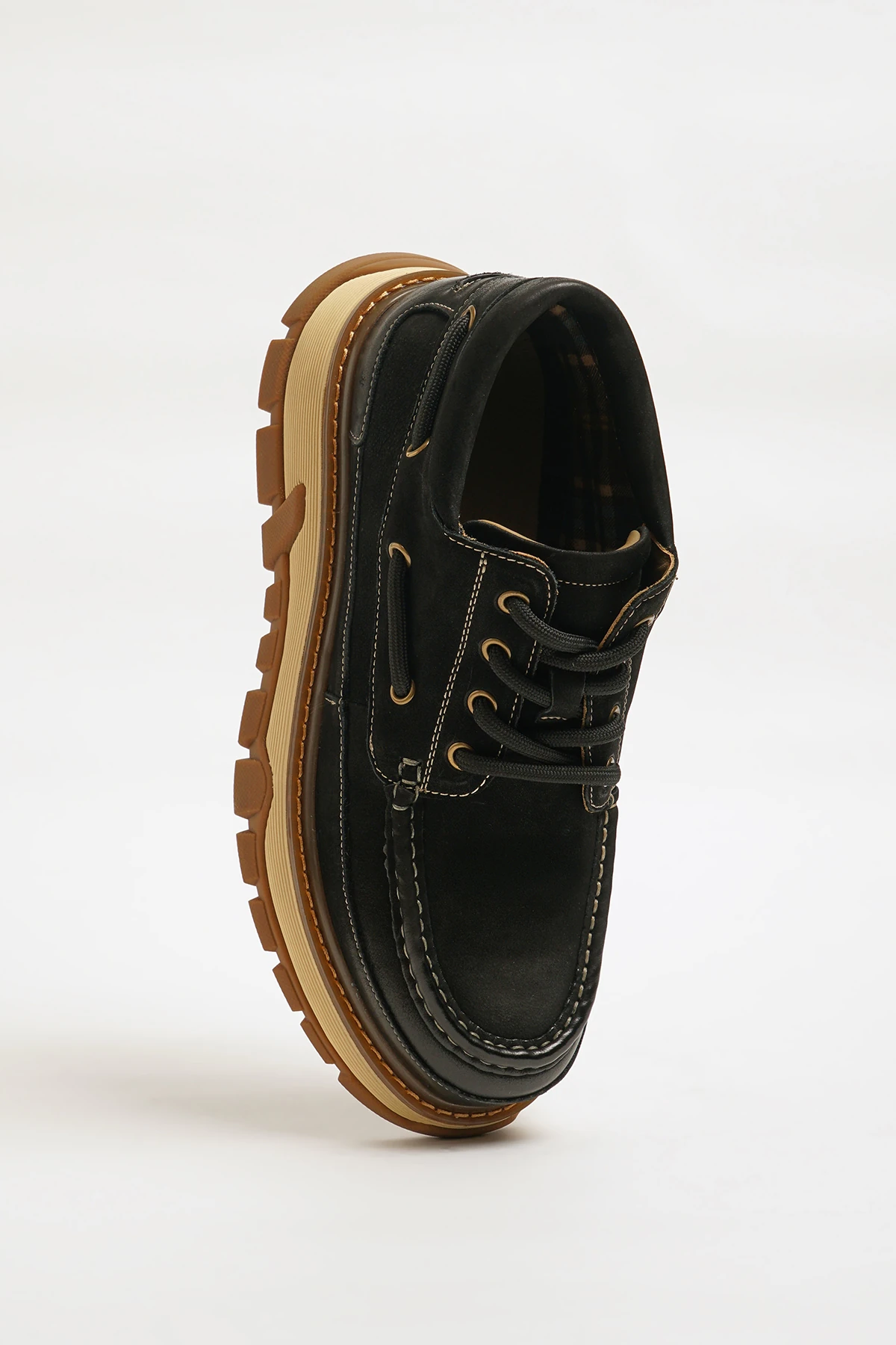 David Model Kombinasyonlu Deri İthal Taban Bot - SİYAH