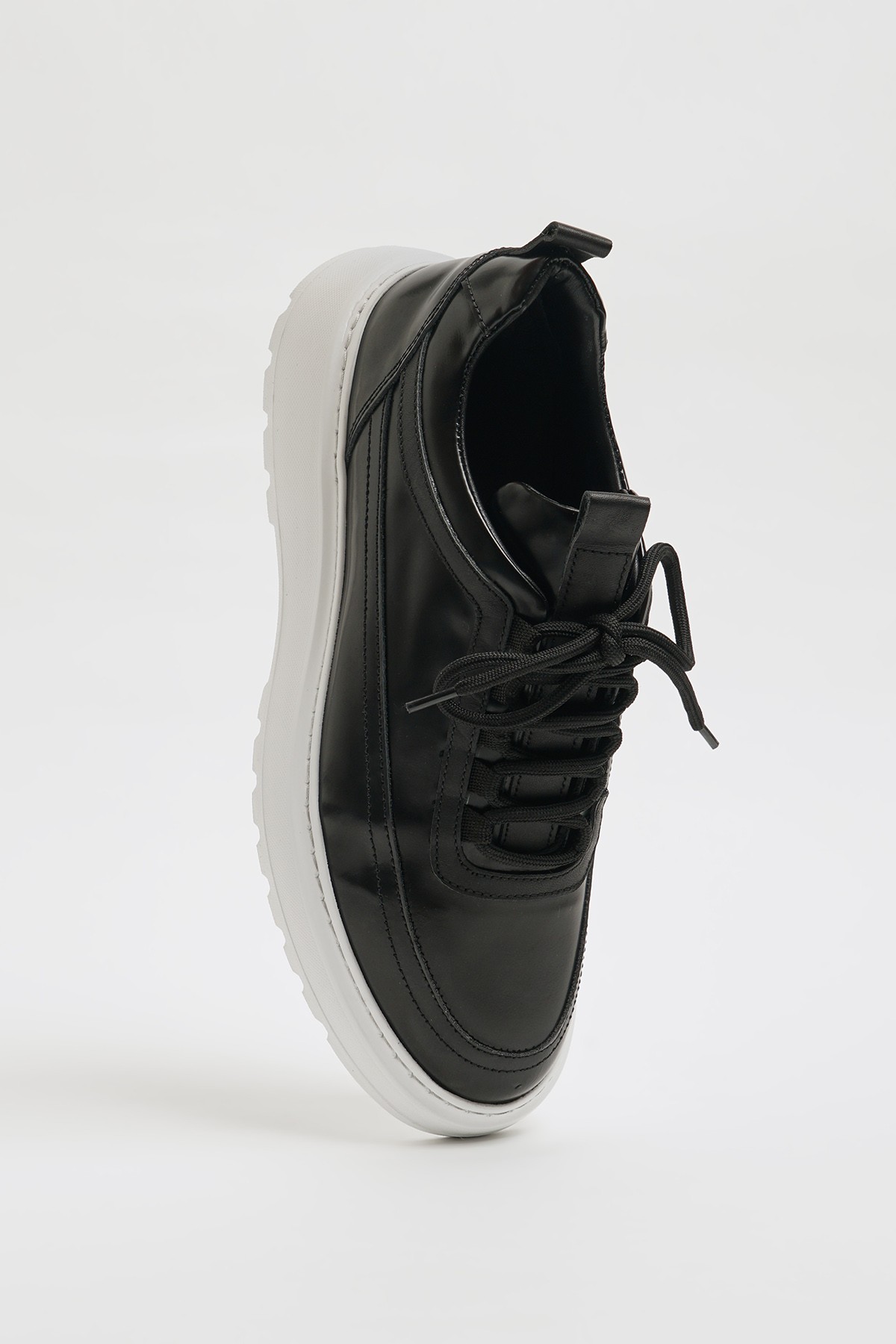 Zodiac Model Hakiki Kombinasyonlu Deri Eva Taban Sneaker Ayakkabı - SİYAH AÇMA