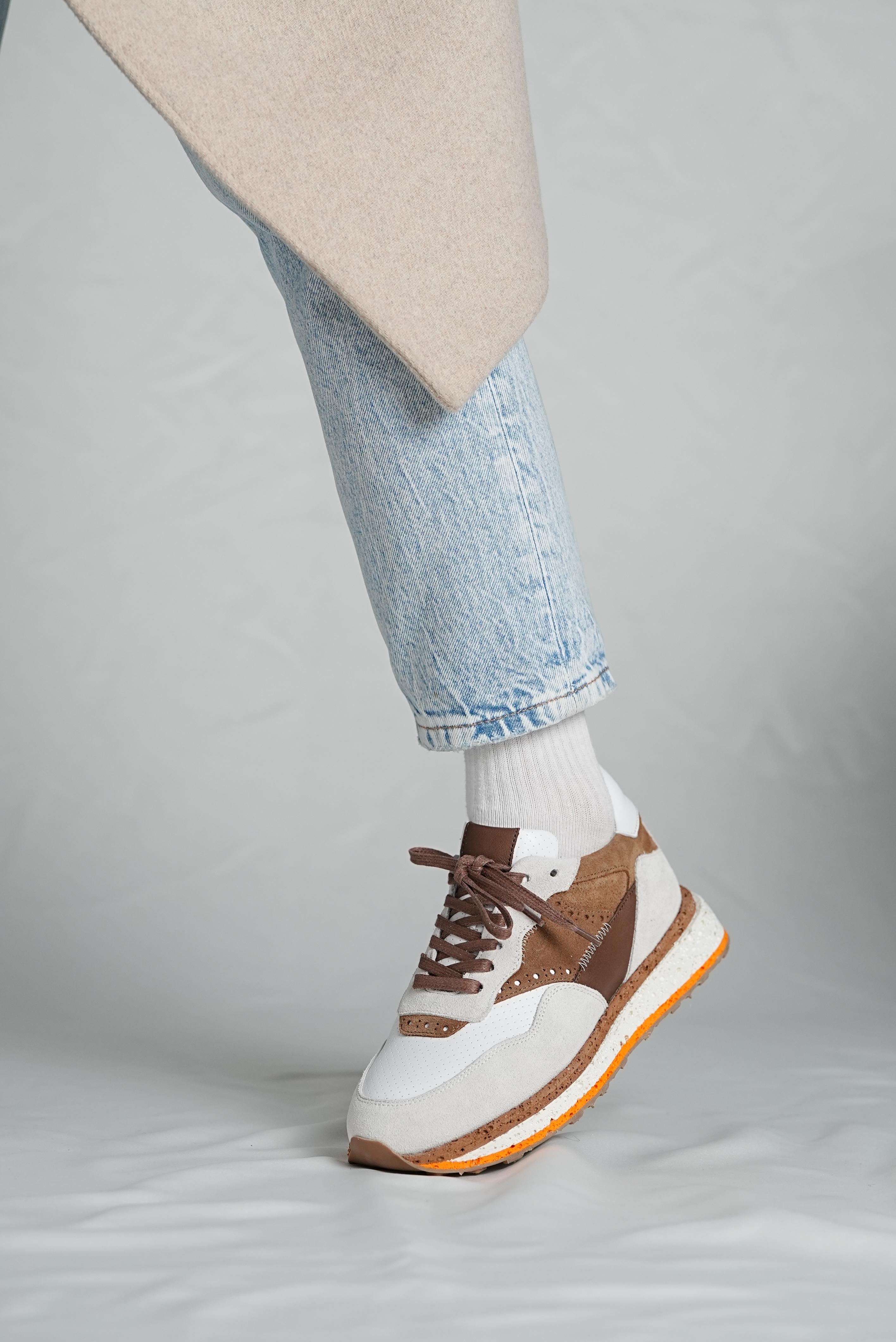 Olivier Model Kombinasyonlu Sneaker Ayakkabı - BEJ