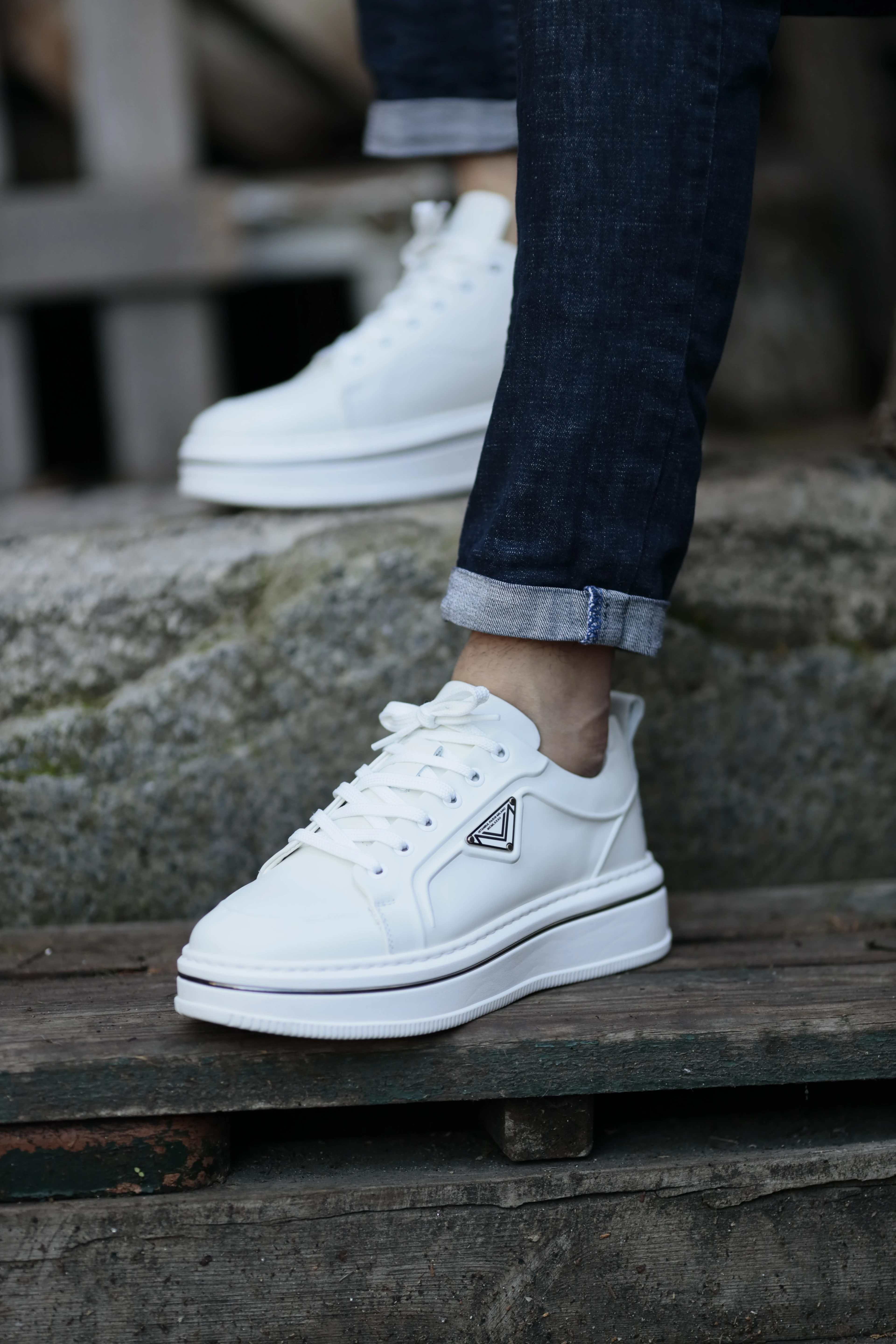 Samuel Model İthal Taban Hakiki Deri Sneaker Ayakkabı - BEYAZ