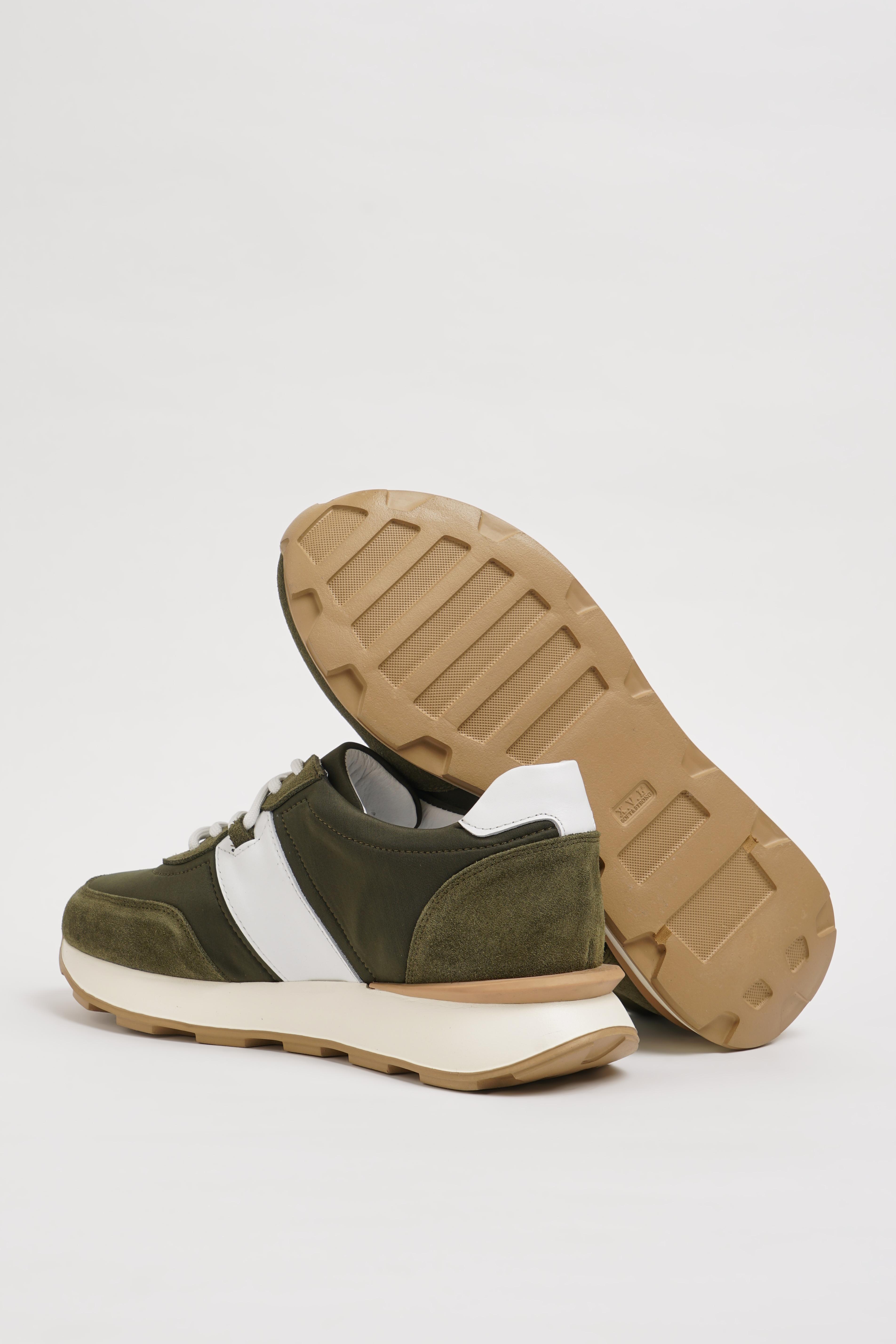 Groom Model Kombinasyonlu Deri İthal Taban Sneaker Ayakkabı - HAKİ