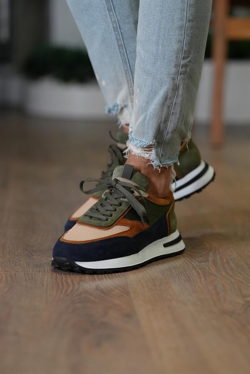 Moment Model Kombinasyonlu Hakiki Deri Sneaker Ayakkabı