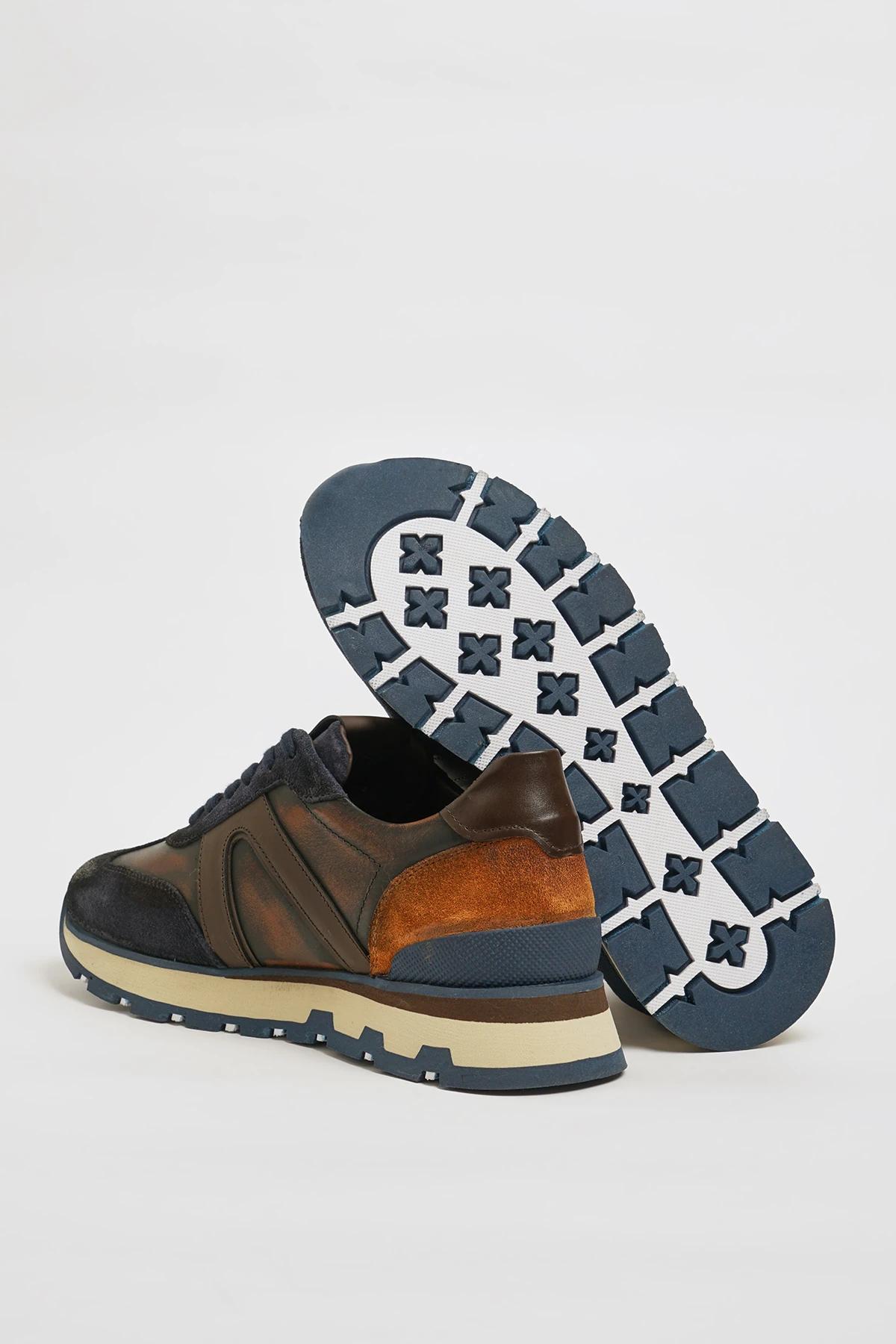 Fernando Model Kombinasyonlu Deri Eva Taban Sneaker Ayakkabı - LACİVERT