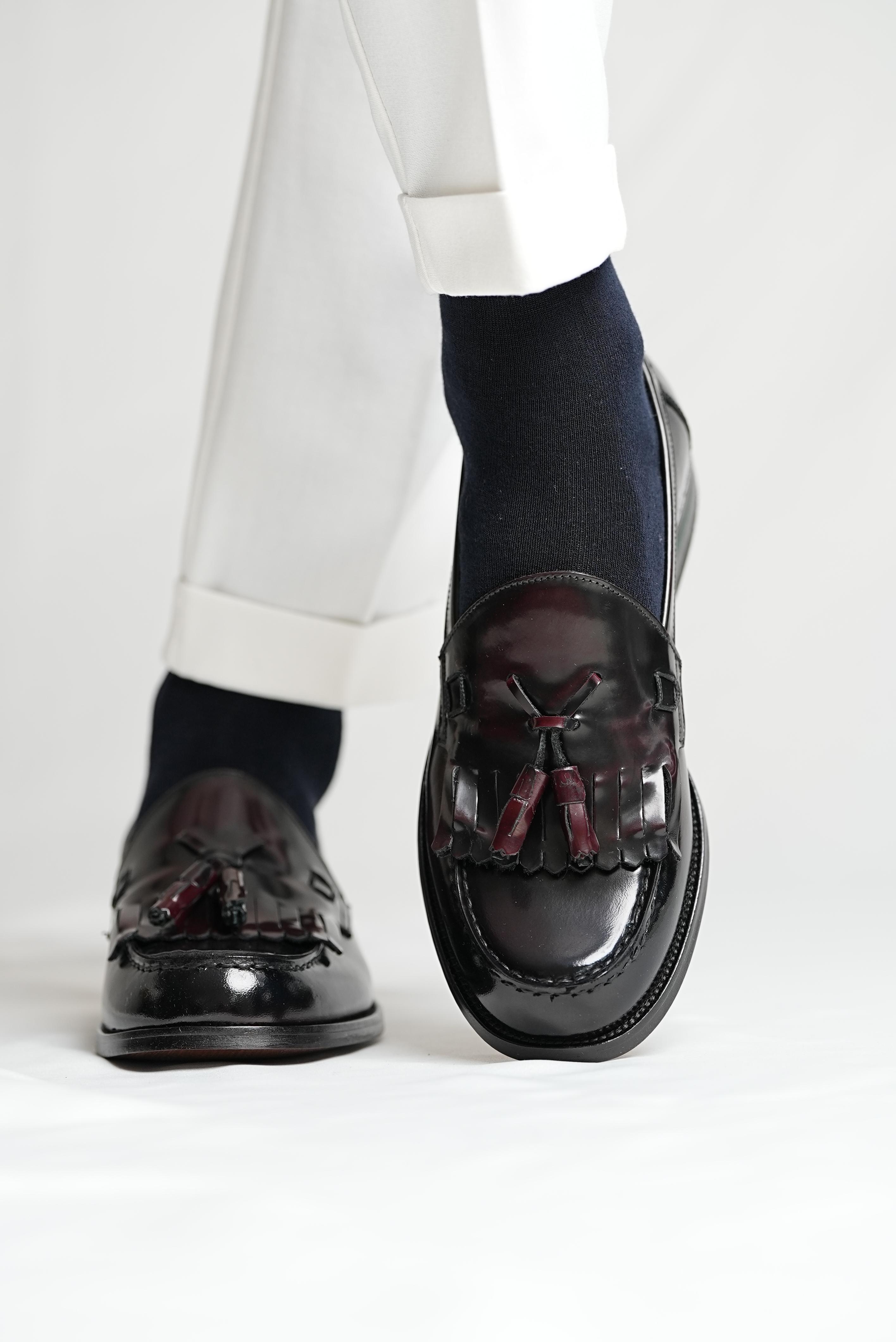 Kuin Model Hakiki Açma Deri Eva Taban Loafer Ayakkabı - BORDO