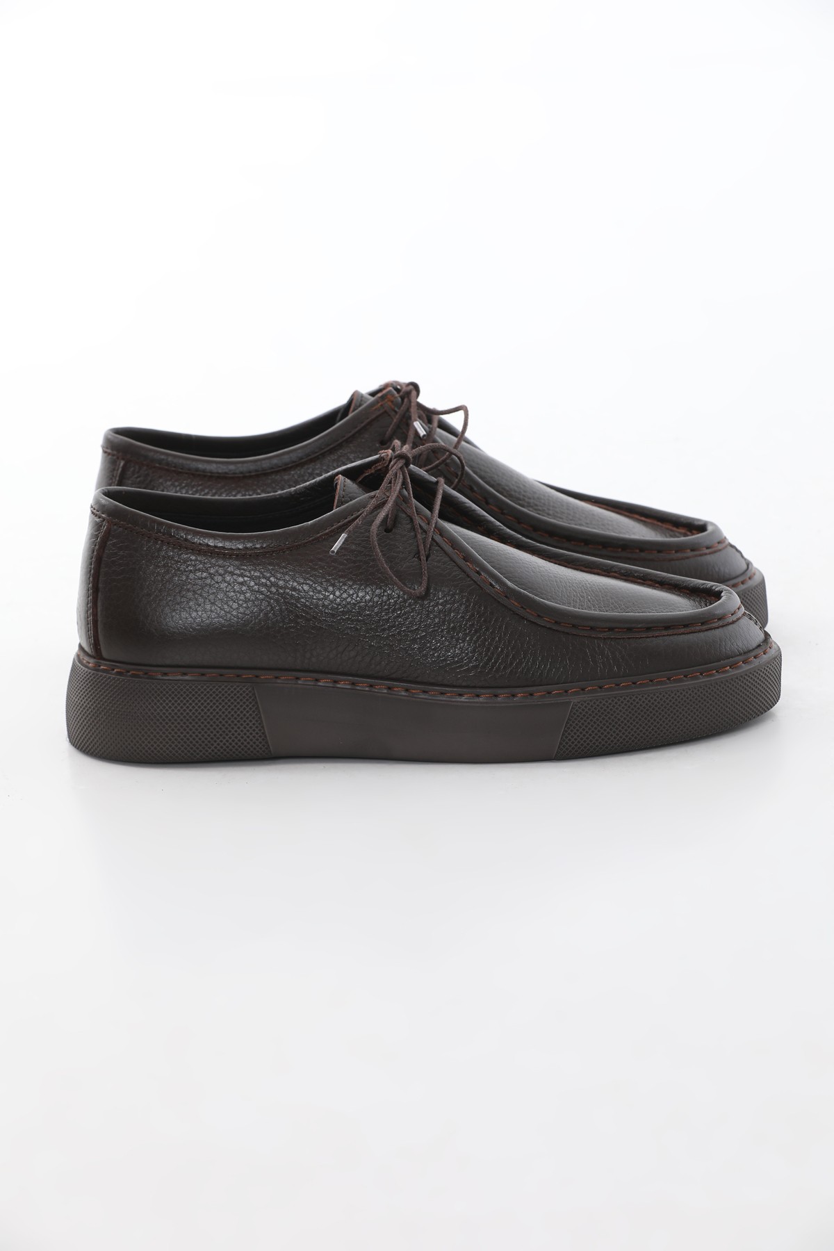 EVA SOLE FLOATER LEATHER CASUAL SHOES - Coffee