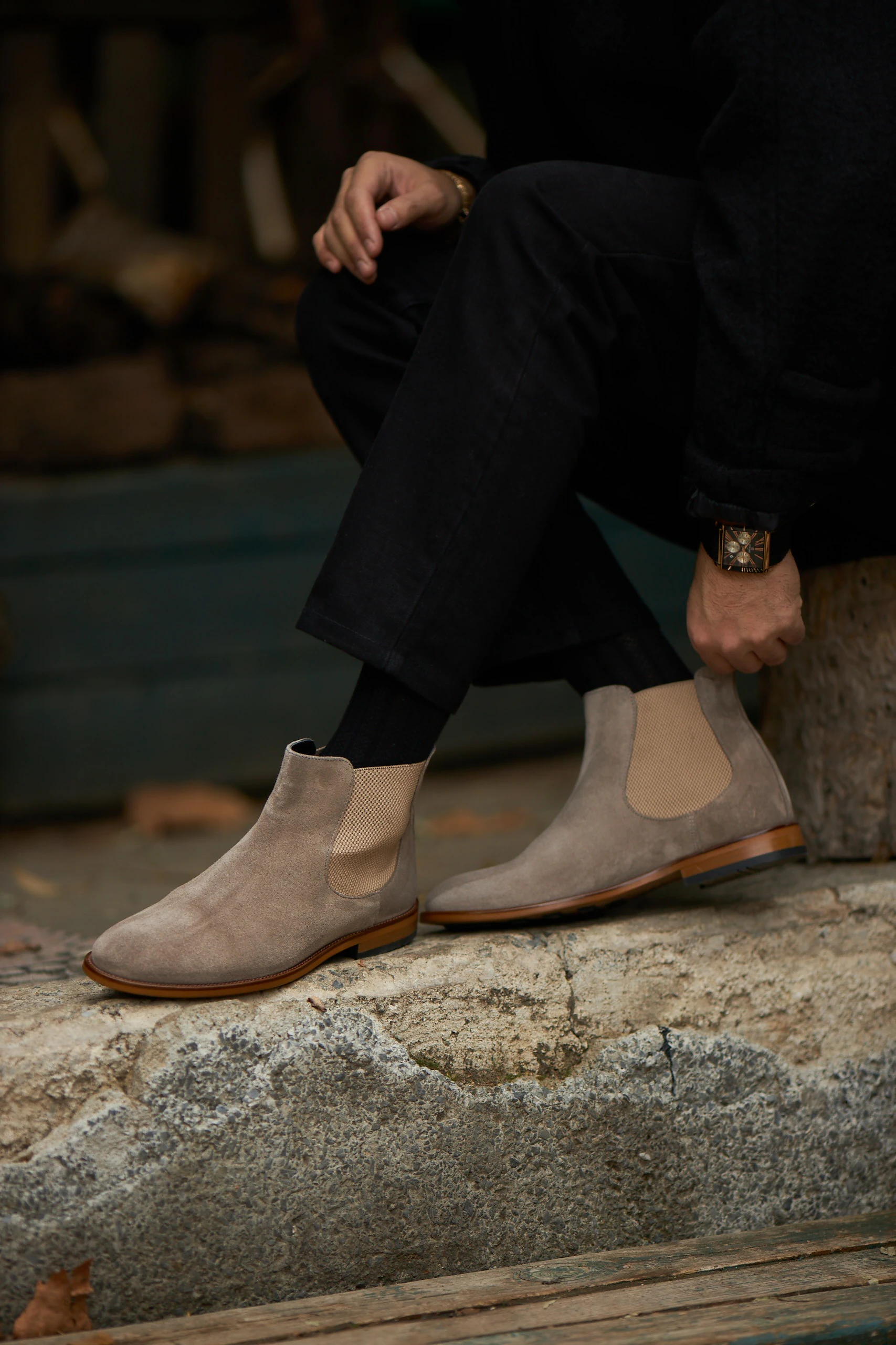 Romeo Model Süet Deri Enjeksiyon Taban Chelsea Bot