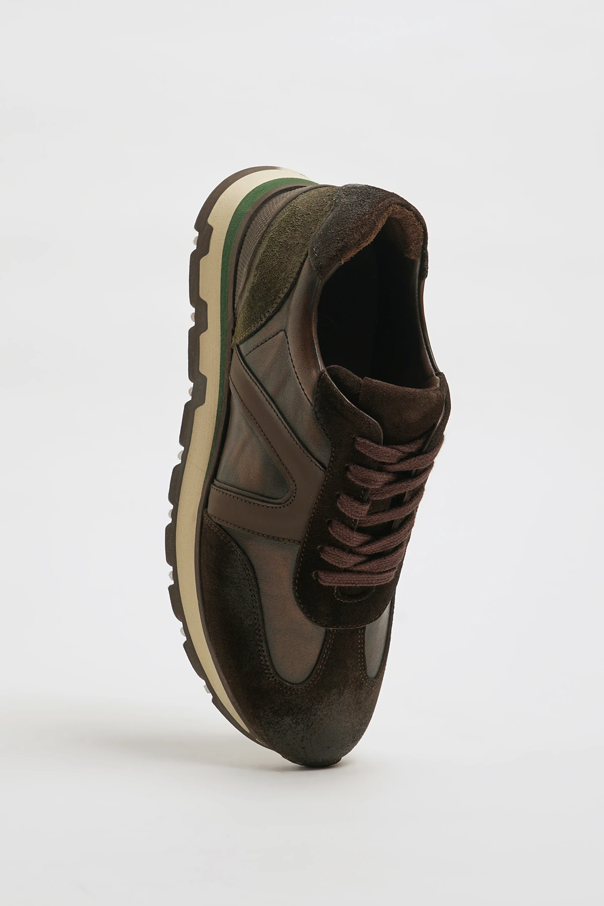 Fernando Model Kombinasyonlu Deri Eva Taban Sneaker Ayakkabı - KAHVERENGİ