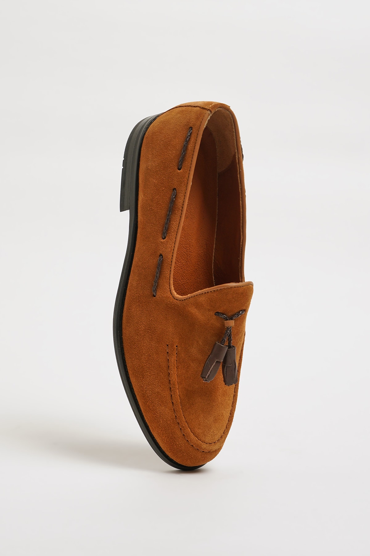 Klass Model Püskül Detaylı Süet Deri Loafer Ayakkabı - TABA