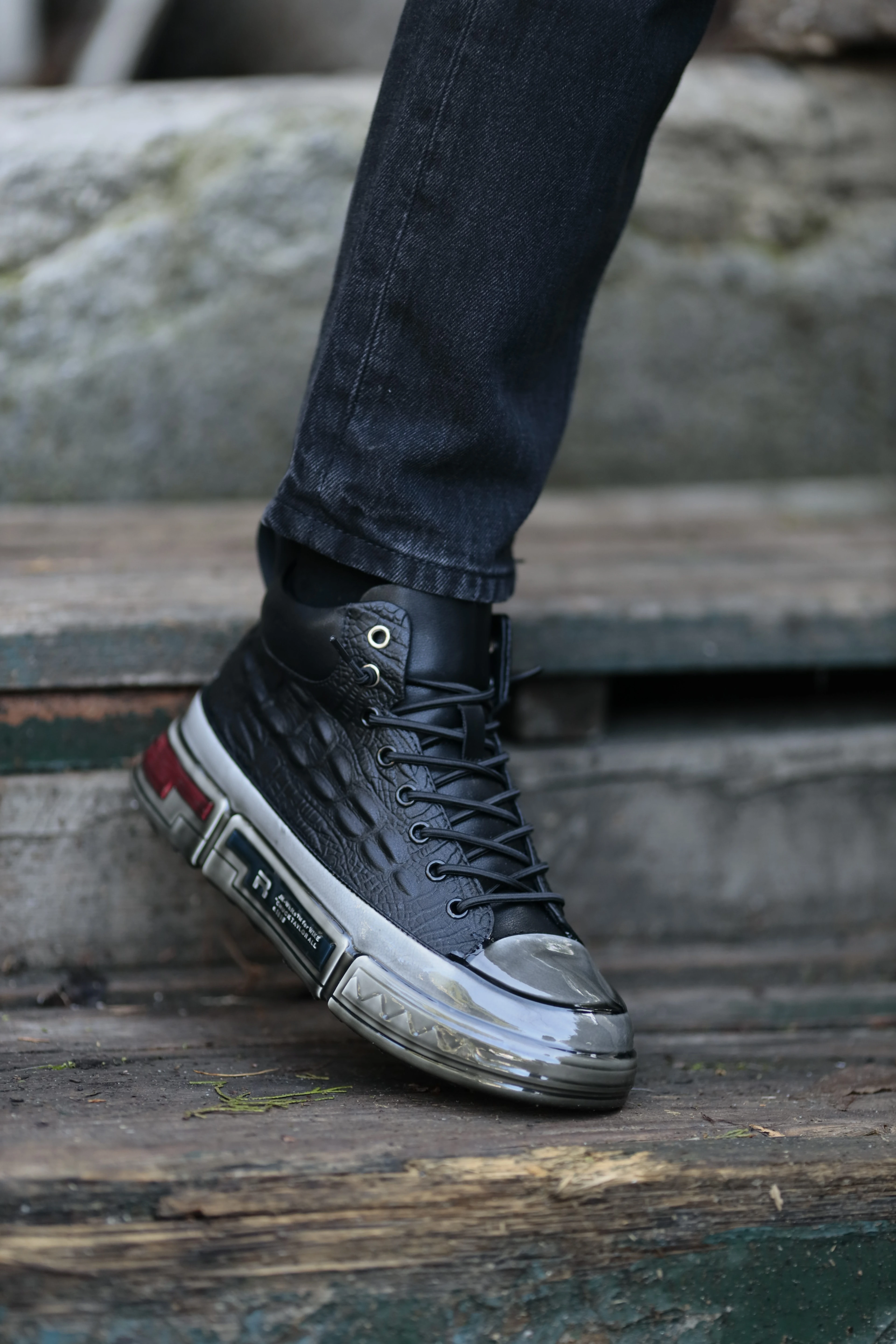 Brendon V2 Model Özel Jel Taban Kombinasyonlu Deri Bot - SİYAH