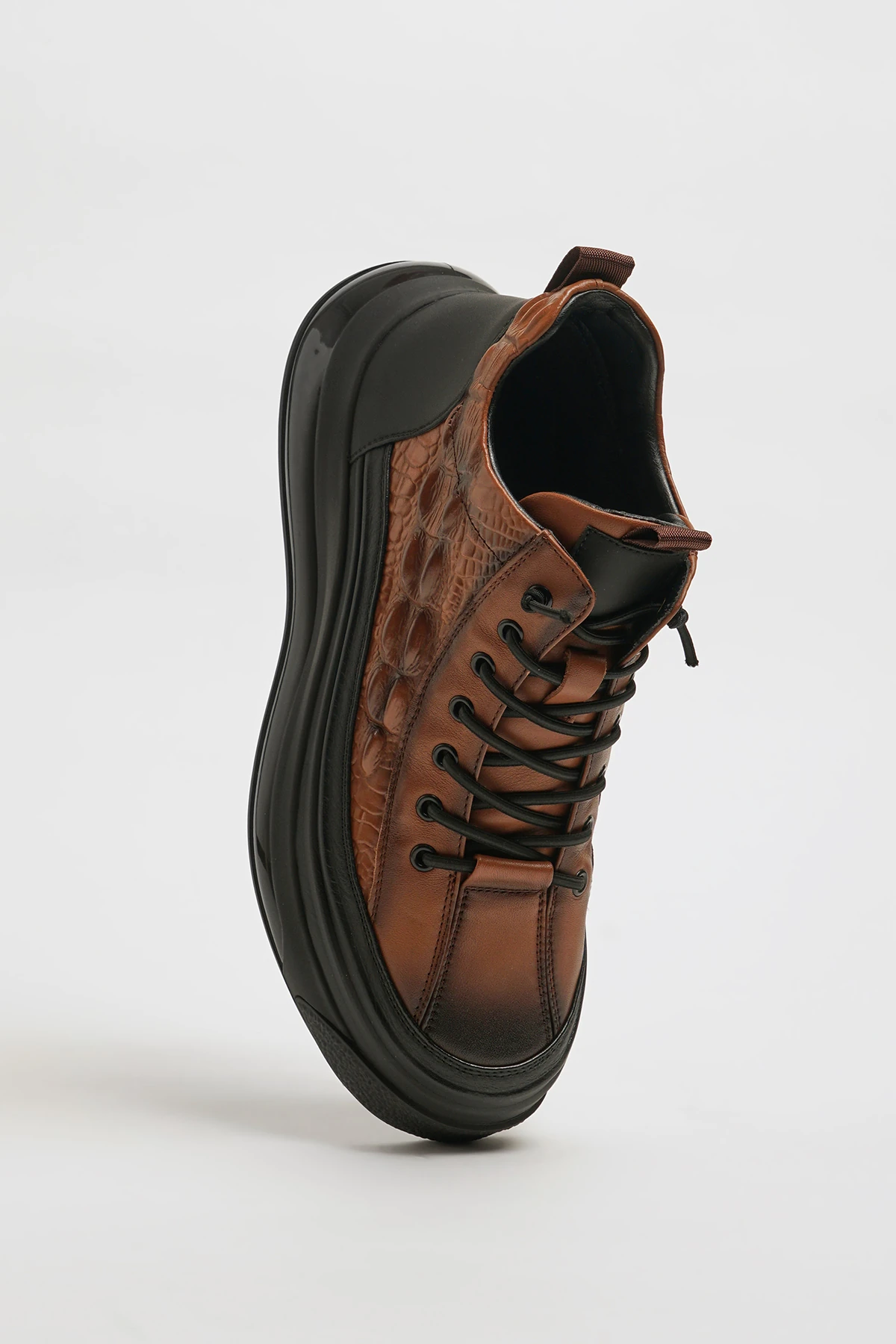 Alanso Model Hakiki Kombinasyonlu Deri İthal Taban Bot - KAHVERENGİ