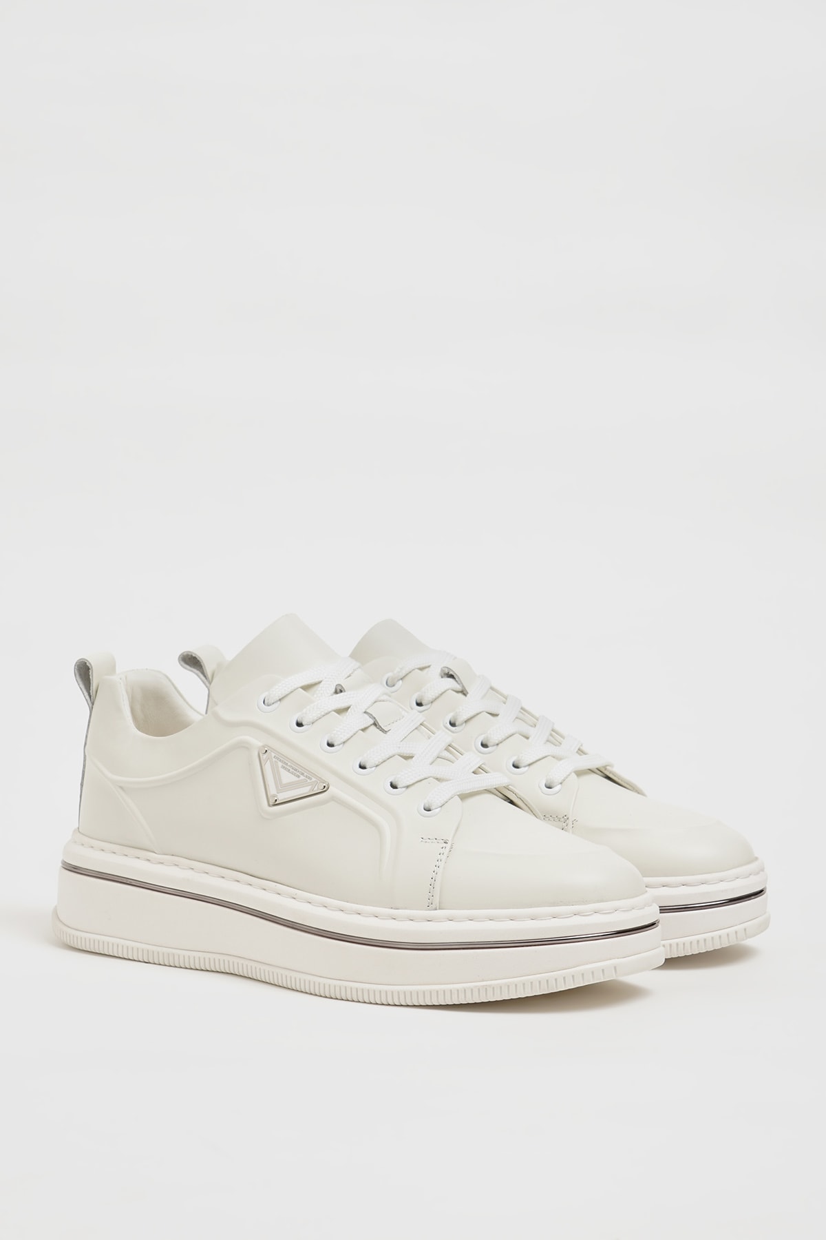 Samuel Model İthal Taban Hakiki Deri Sneaker Ayakkabı - BEYAZ