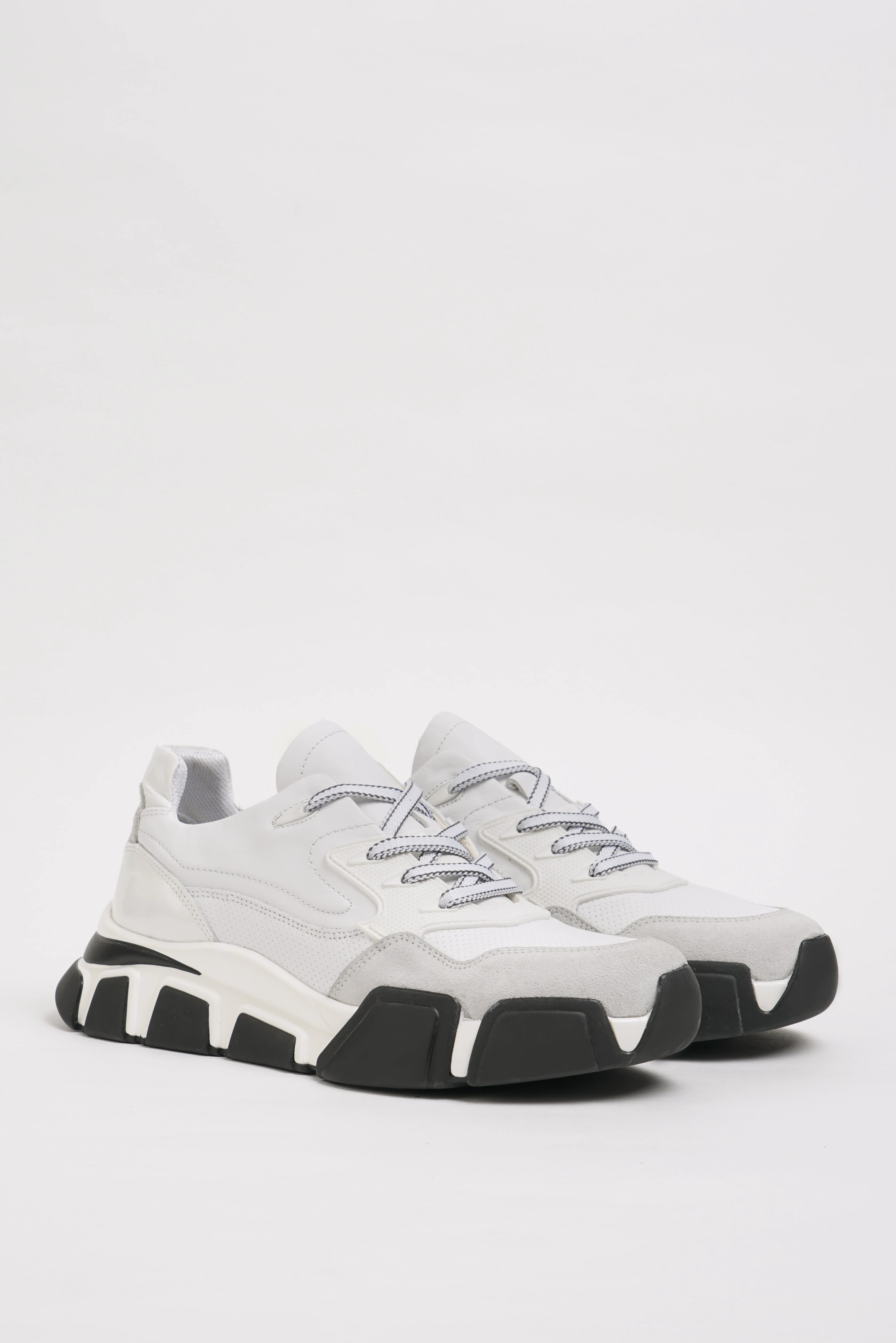 Diamond Model İthal Taban Hakiki Kombinasyonlu Deri Sneaker Ayakkabı - BEYAZ