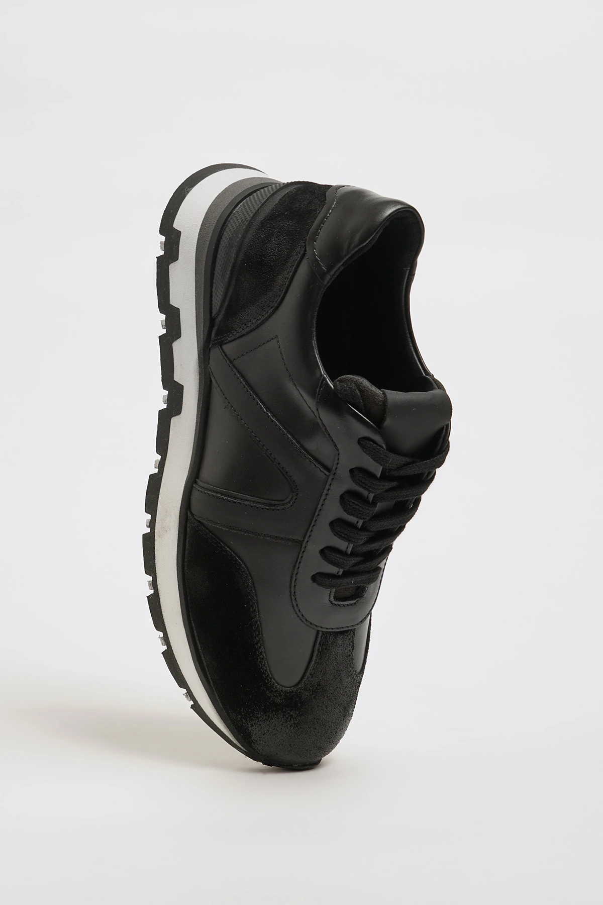 Fernando Model Kombinasyonlu Deri Eva Taban Sneaker Ayakkabı - SİYAH