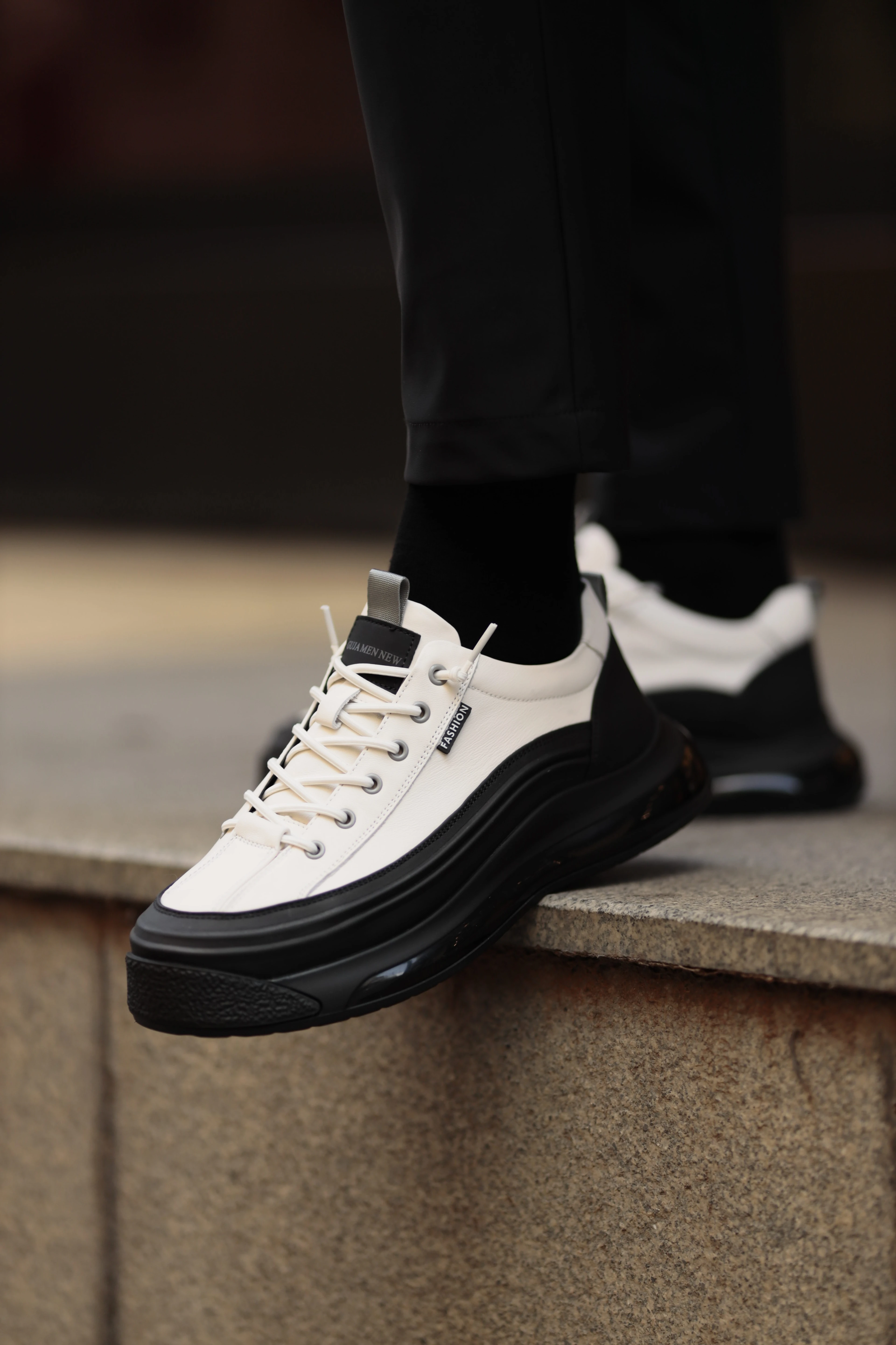 Omar Model Kombinasyonlu Deri İthal Taban Sneaker Ayakkabı