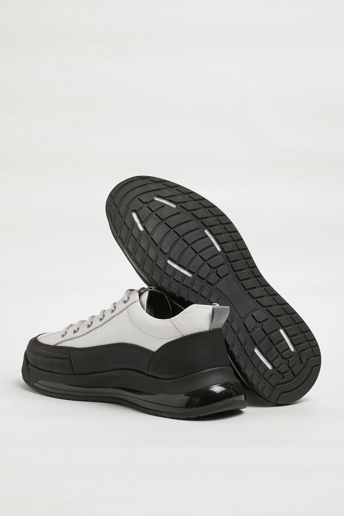 Jeremh Model Kombinasyonlu Deri İthal Taban Sneaker Ayakkabı - BEYAZ