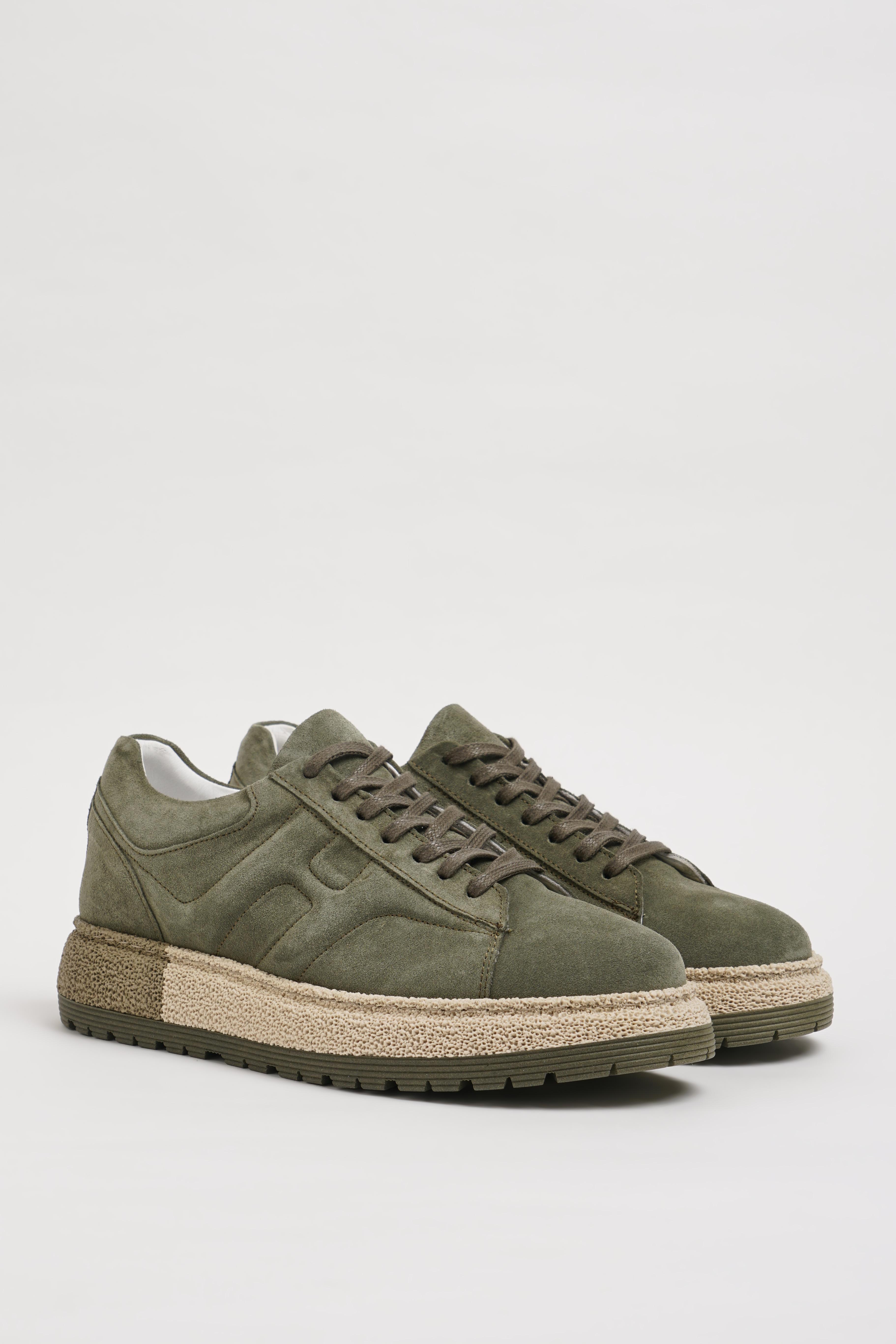 Holly Model Kombinasyonlu Deri İthal Taban Sneaker Ayakkabı - HAKİ