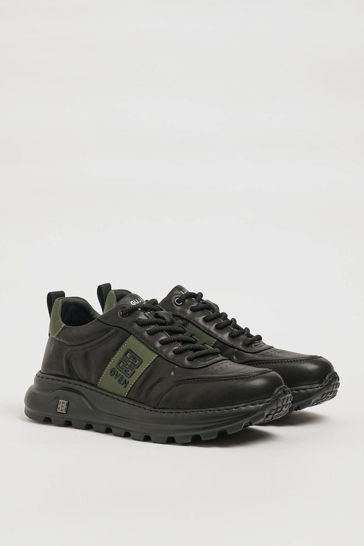 Milton Model İthal Taban Kombinasyonlu Deri Sneaker Ayakkabı - SİYAH