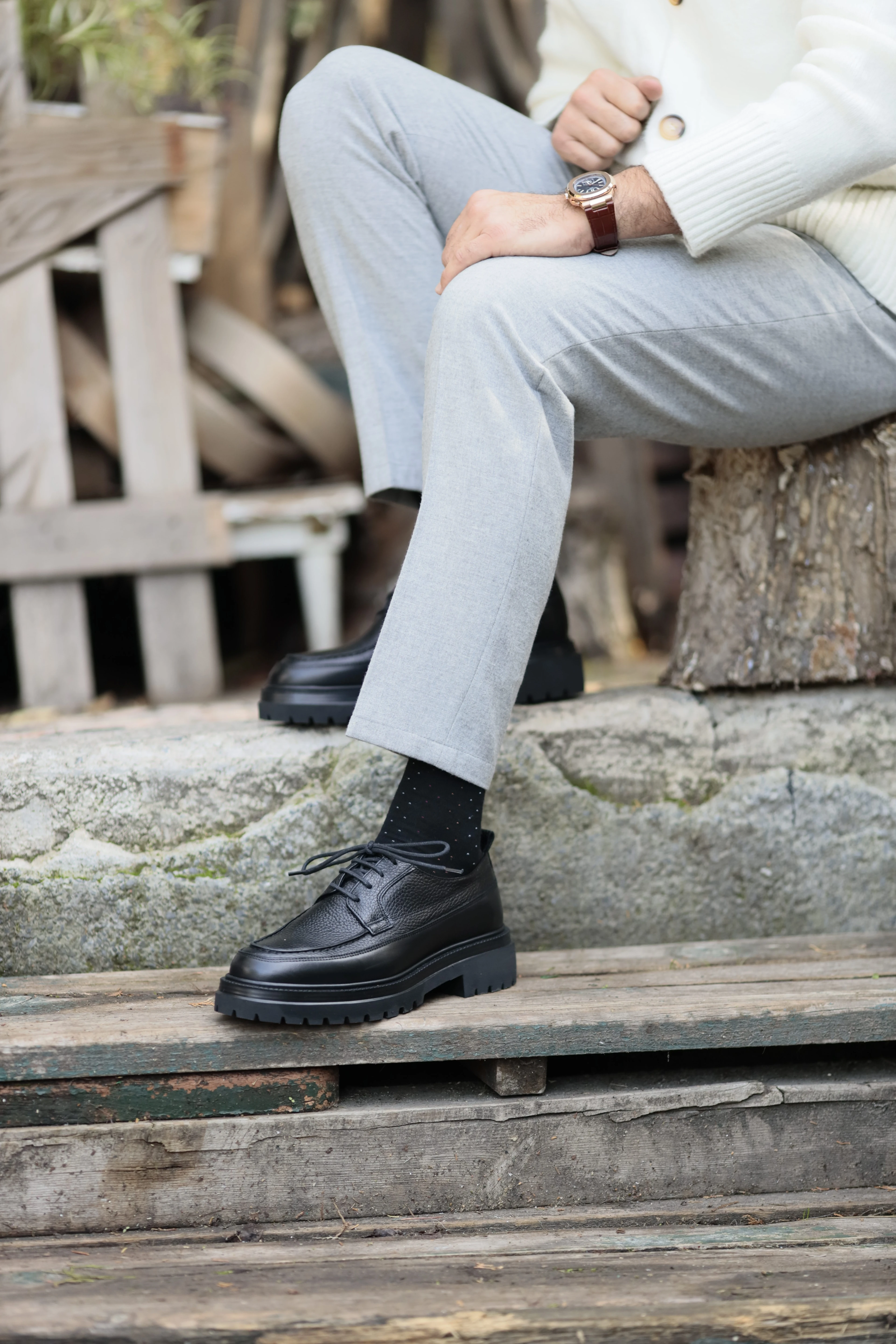 Eddy Model Eva Taban Hakiki Natural Deri Casual Ayakkabı - SİYAH