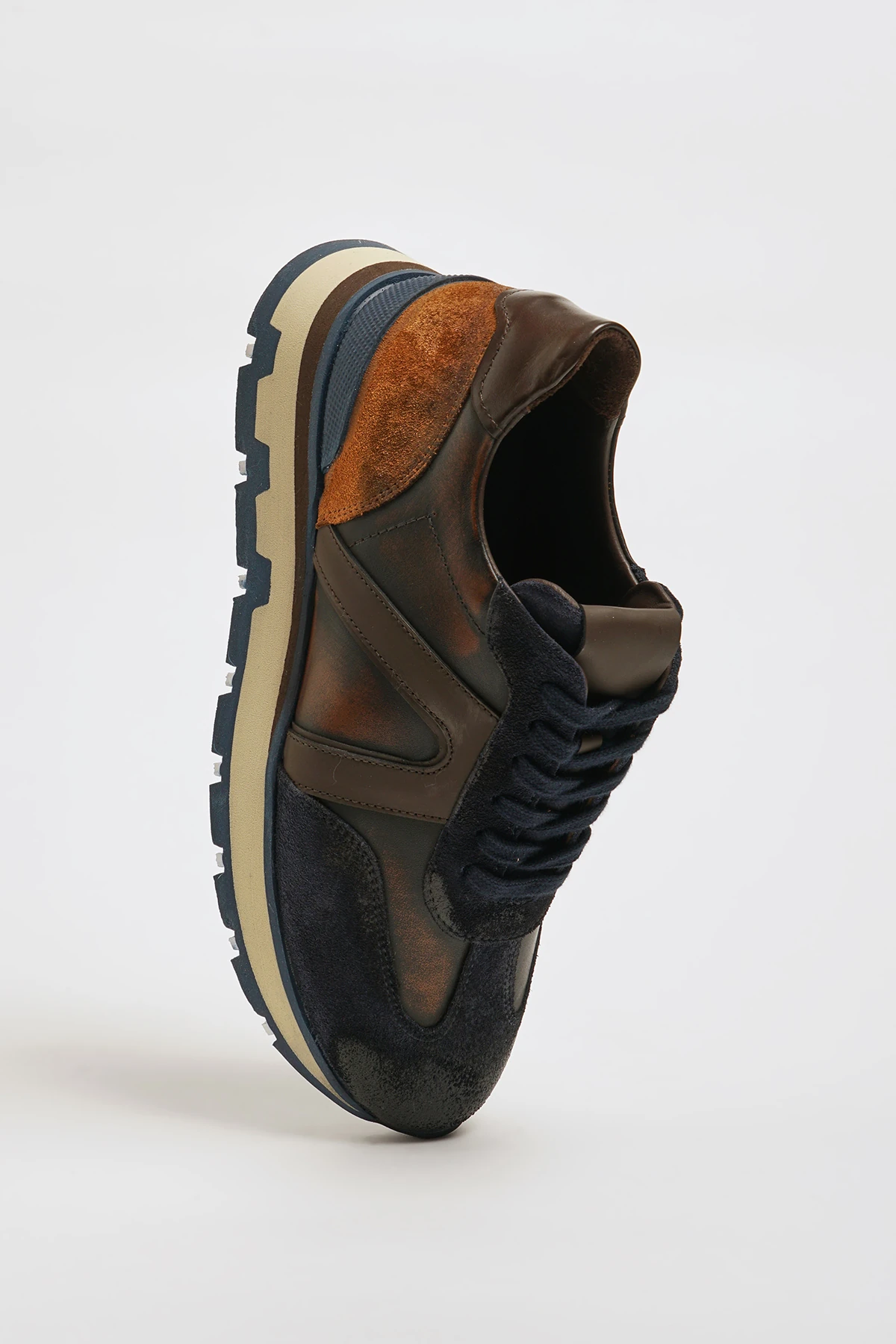 Fernando Model Kombinasyonlu Deri Eva Taban Sneaker Ayakkabı - LACİVERT