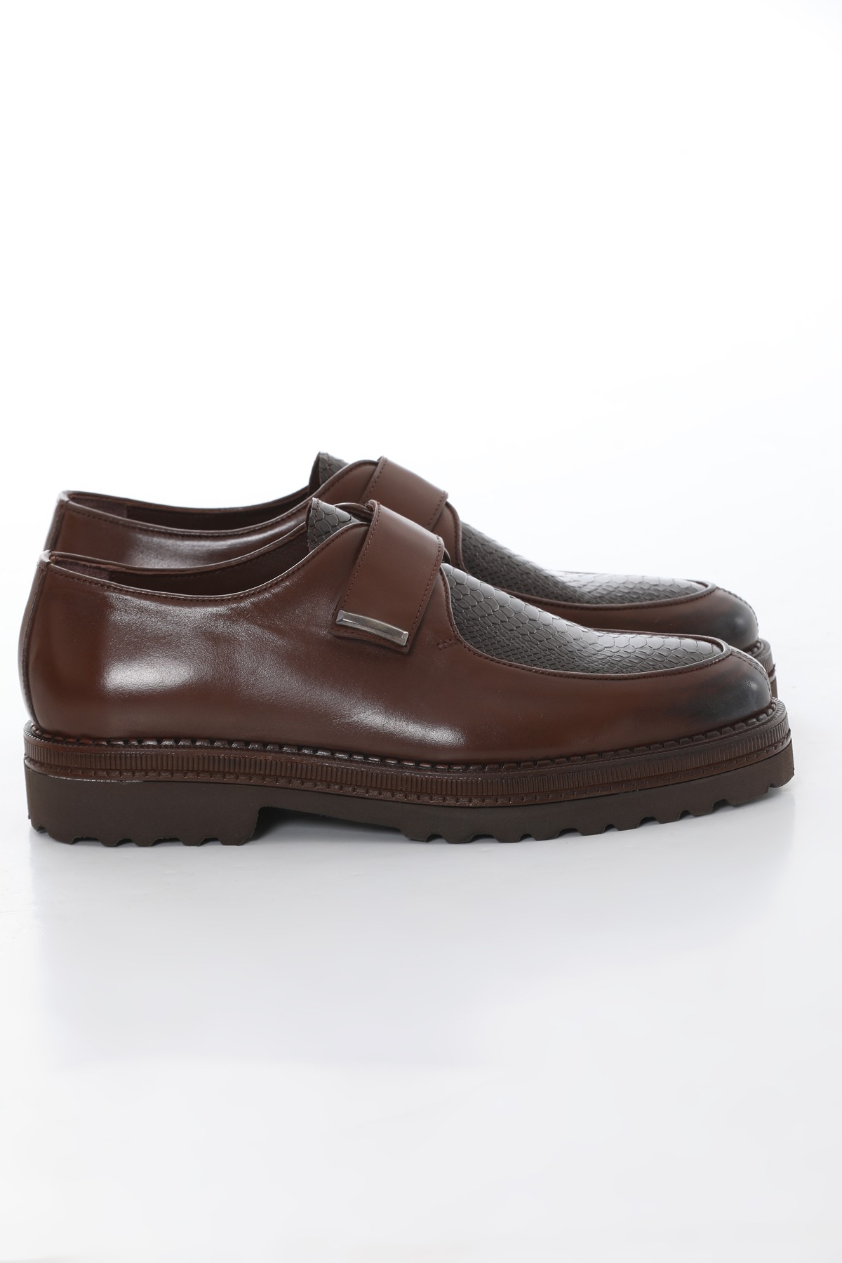 Casual Sole with Velcro Detail - Coffee