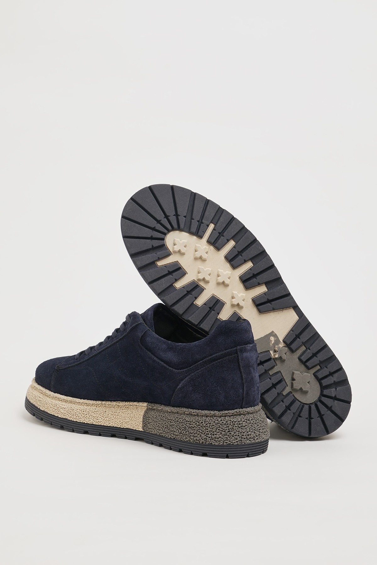 Holly Model Kombinasyonlu Deri İthal Taban Sneaker Ayakkabı - LACİVERT