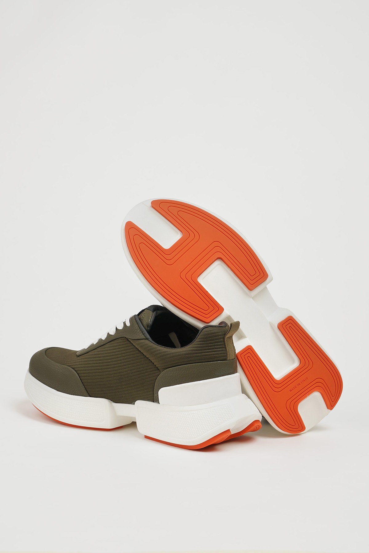 Valery Model Hakiki Kombinasyonlu Deri İthal Taban Sneaker Ayakkabı - HAKİ