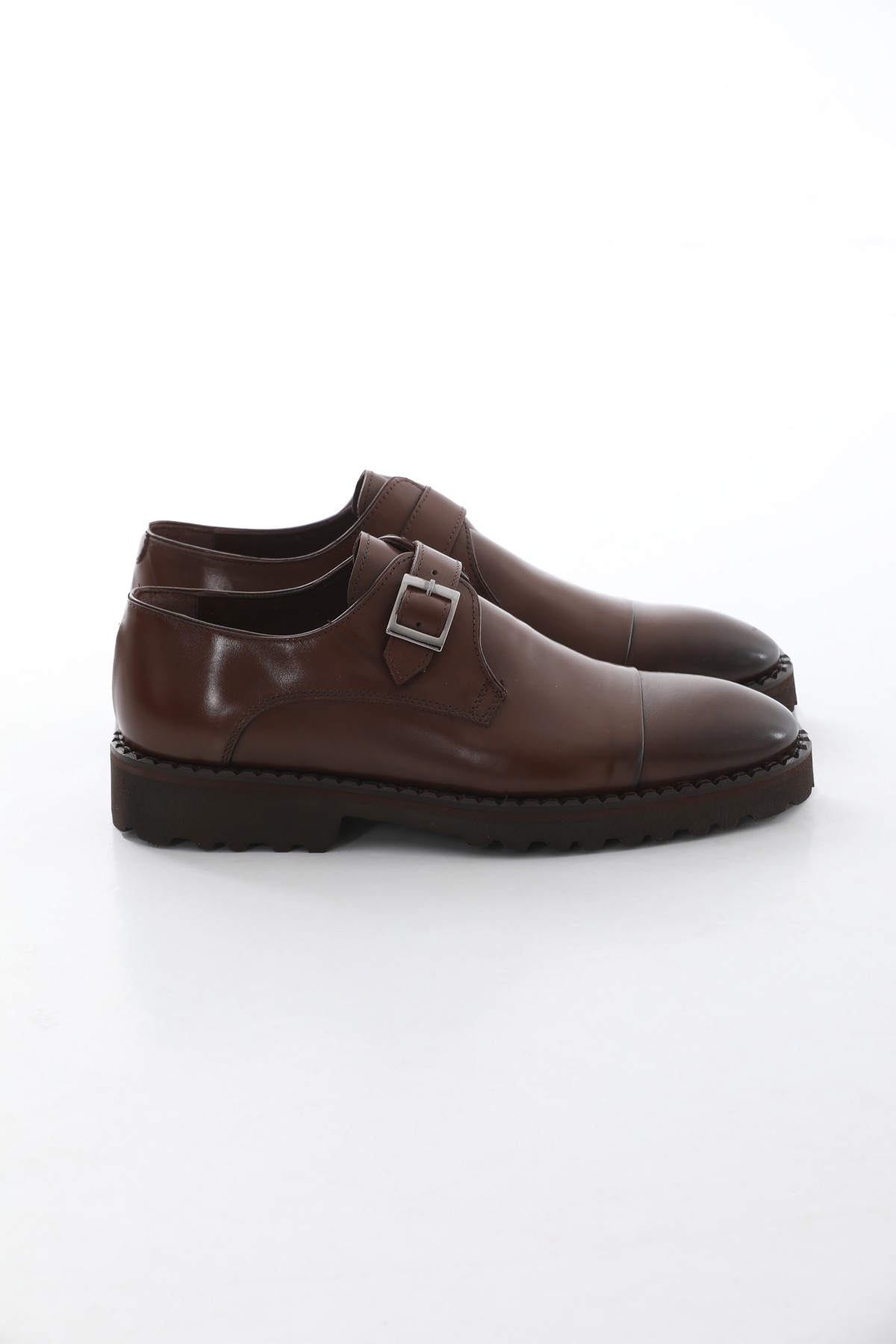 Genuine Leather Casual with Buckle Detail - Coffee