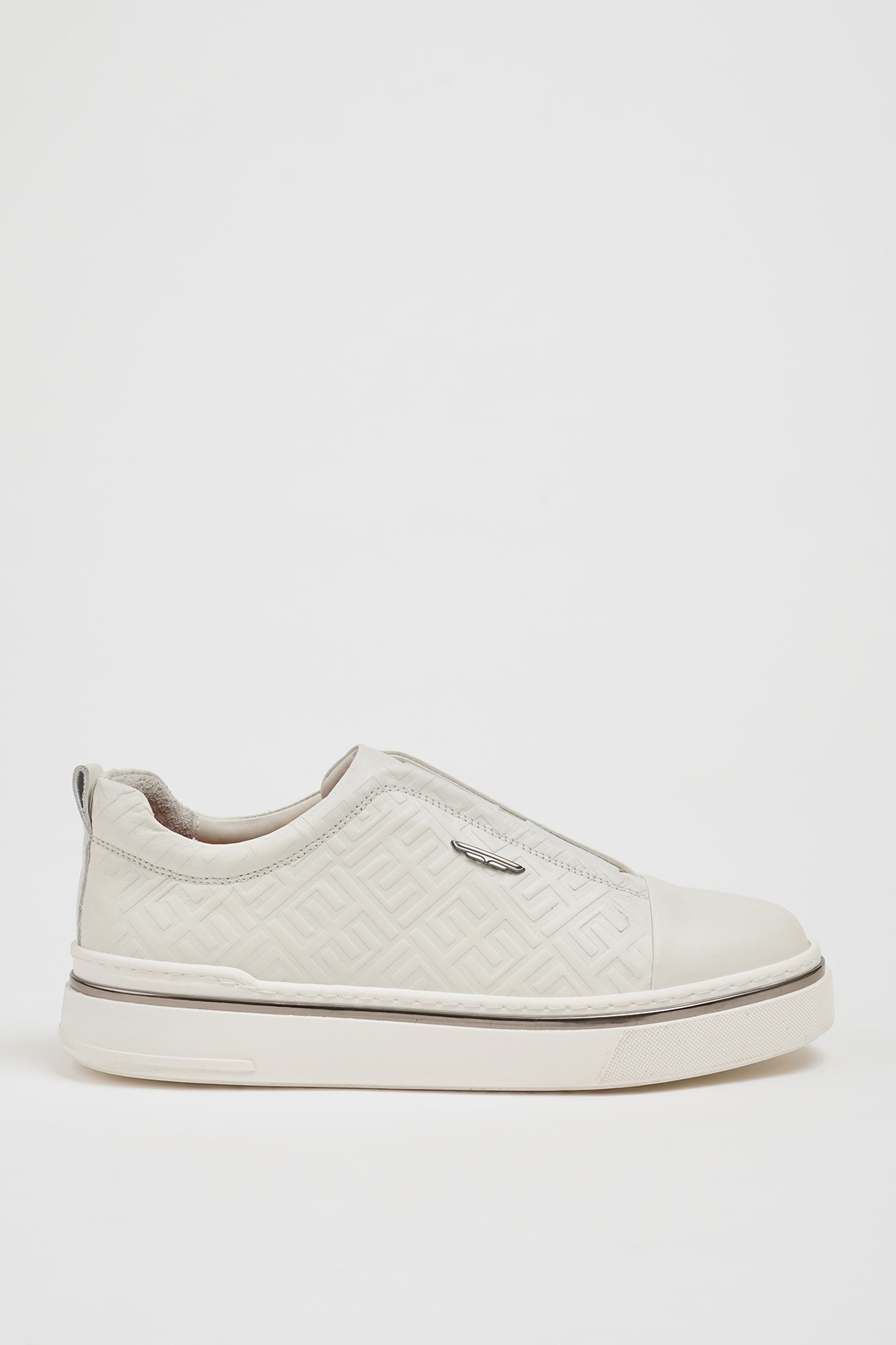 Presley Model Kombinasyonlu Deri İthal Taban Sneaker Ayakkabı - BEYAZ