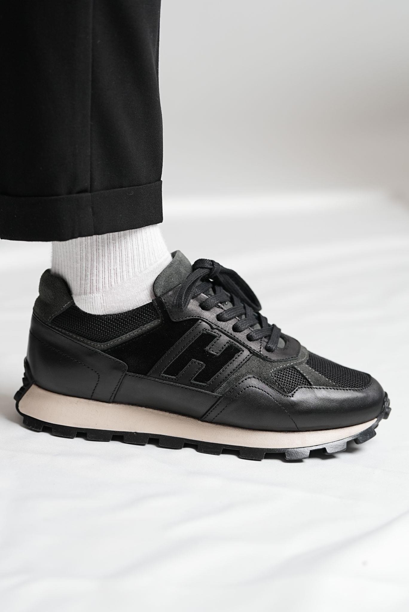 Harry V2 Model Kombinasyonlu Deri Eva Model Sneaker Ayakkabı - SİYAH