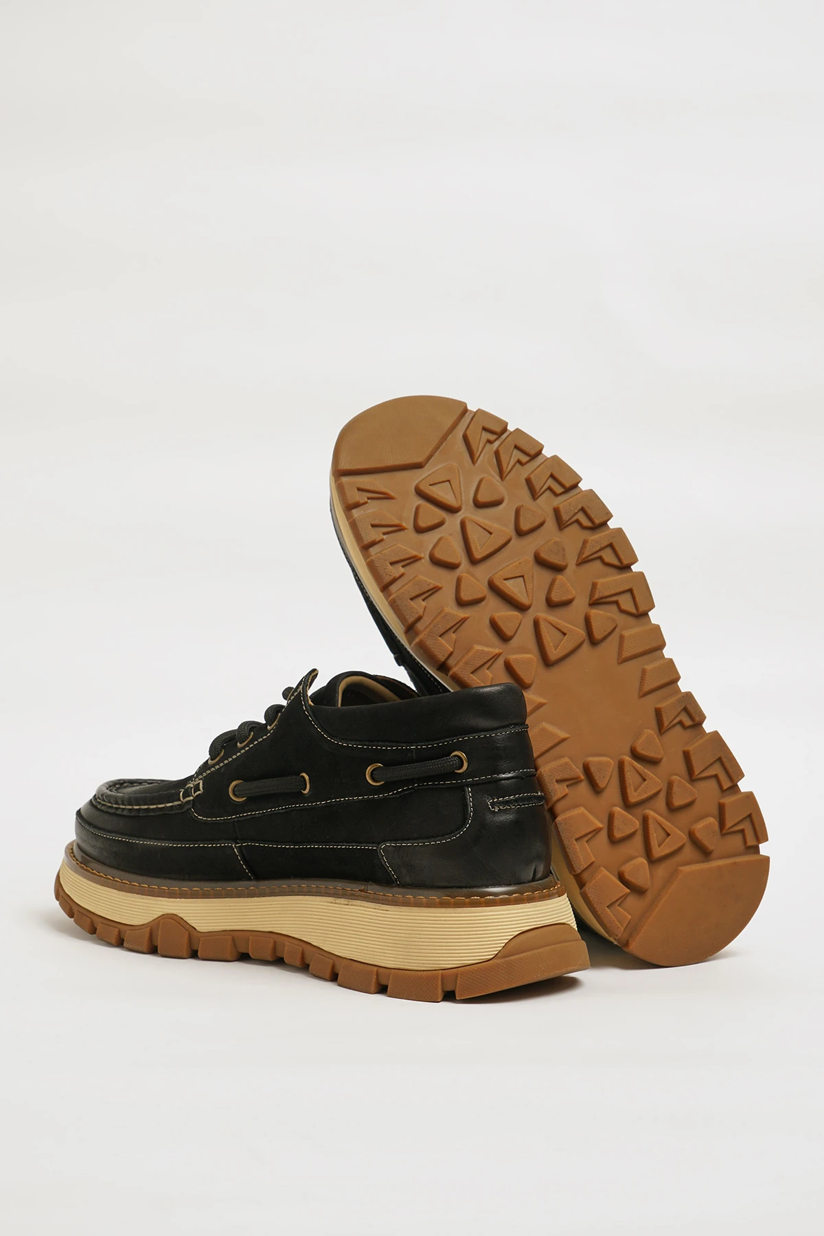 David Model Kombinasyonlu Deri İthal Taban Bot - SİYAH