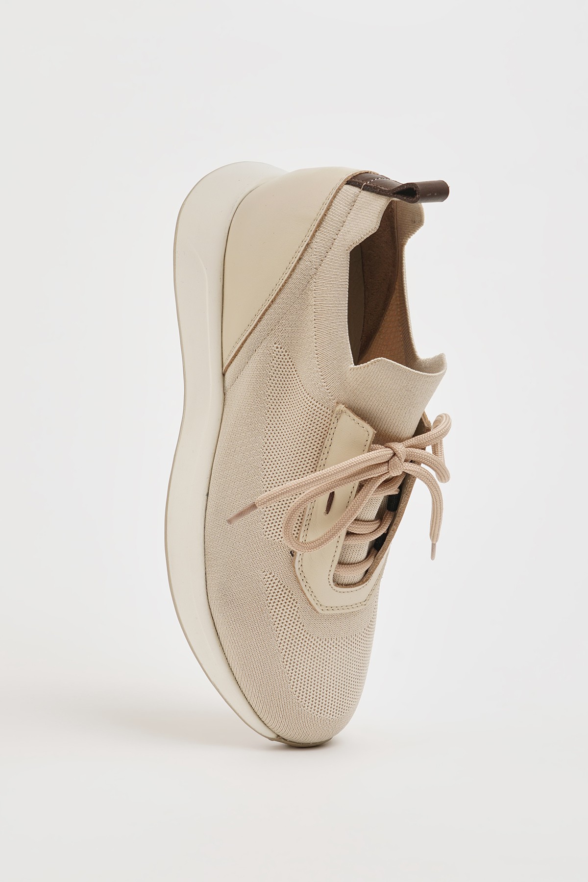 Omega Model Örme Triko Kumaş Eva Taban Sneaker Ayakkabı - BEJ