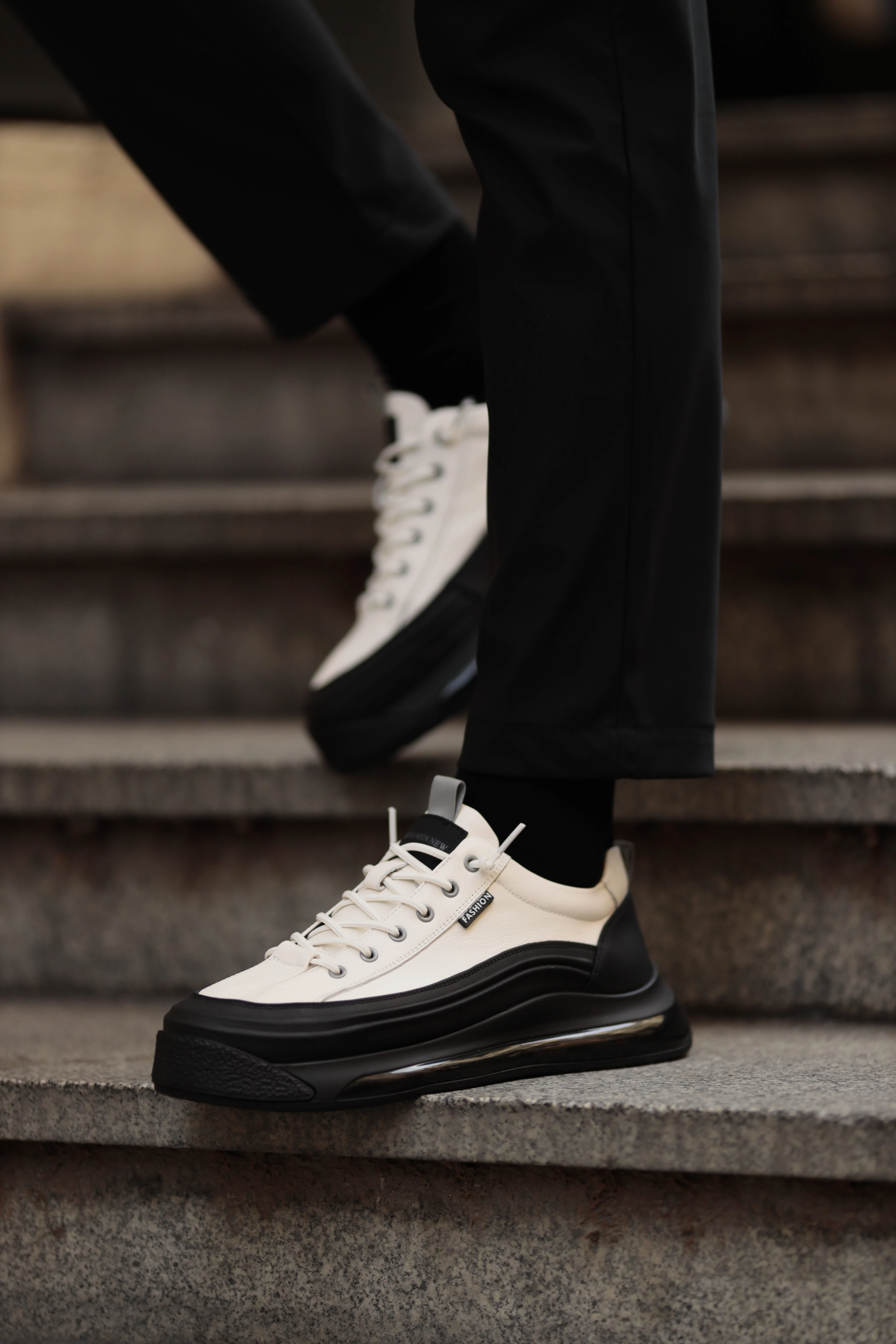 Omar Model Kombinasyonlu Deri İthal Taban Sneaker Ayakkabı