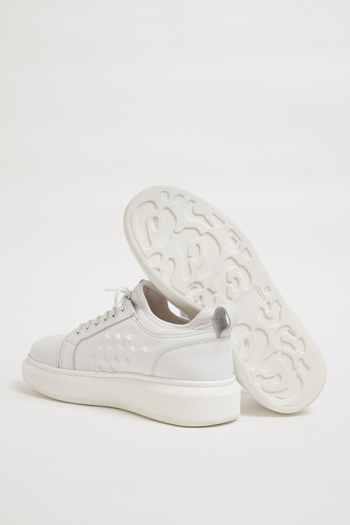 Nikolas Model İthal Taban Hakiki Deri Sneaker Ayakkabı - BEYAZ