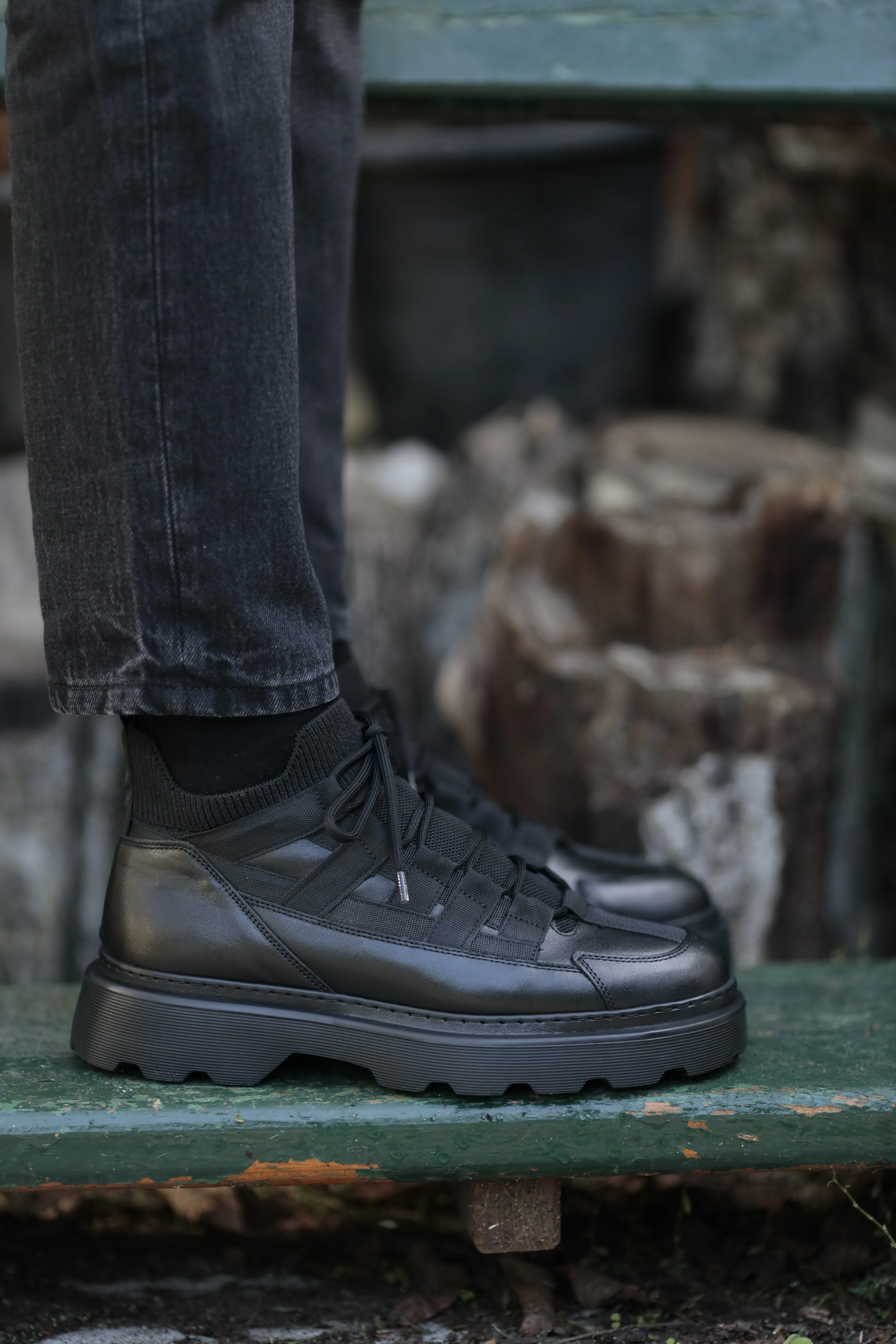 Roberto Model Eva Taban Kombinasyonlu Deri Bot