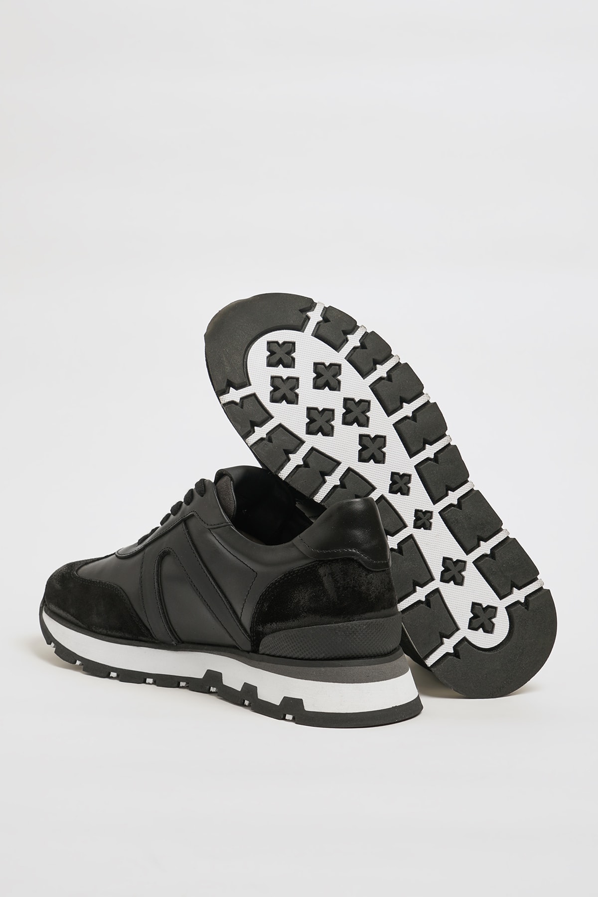 Fernando Model Kombinasyonlu Deri Eva Taban Sneaker Ayakkabı - SİYAH