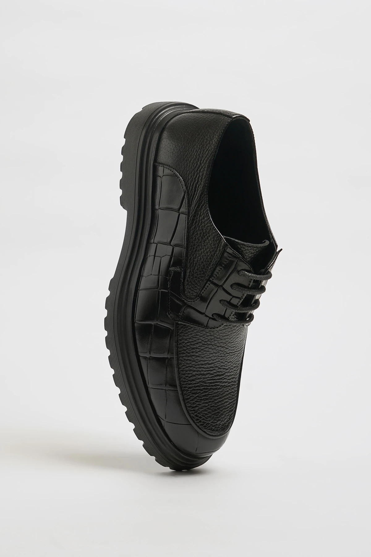 Babel Model Hakiki Floater ve Kroko Deri Eva Taban Casual Ayakkabı - SİYAH