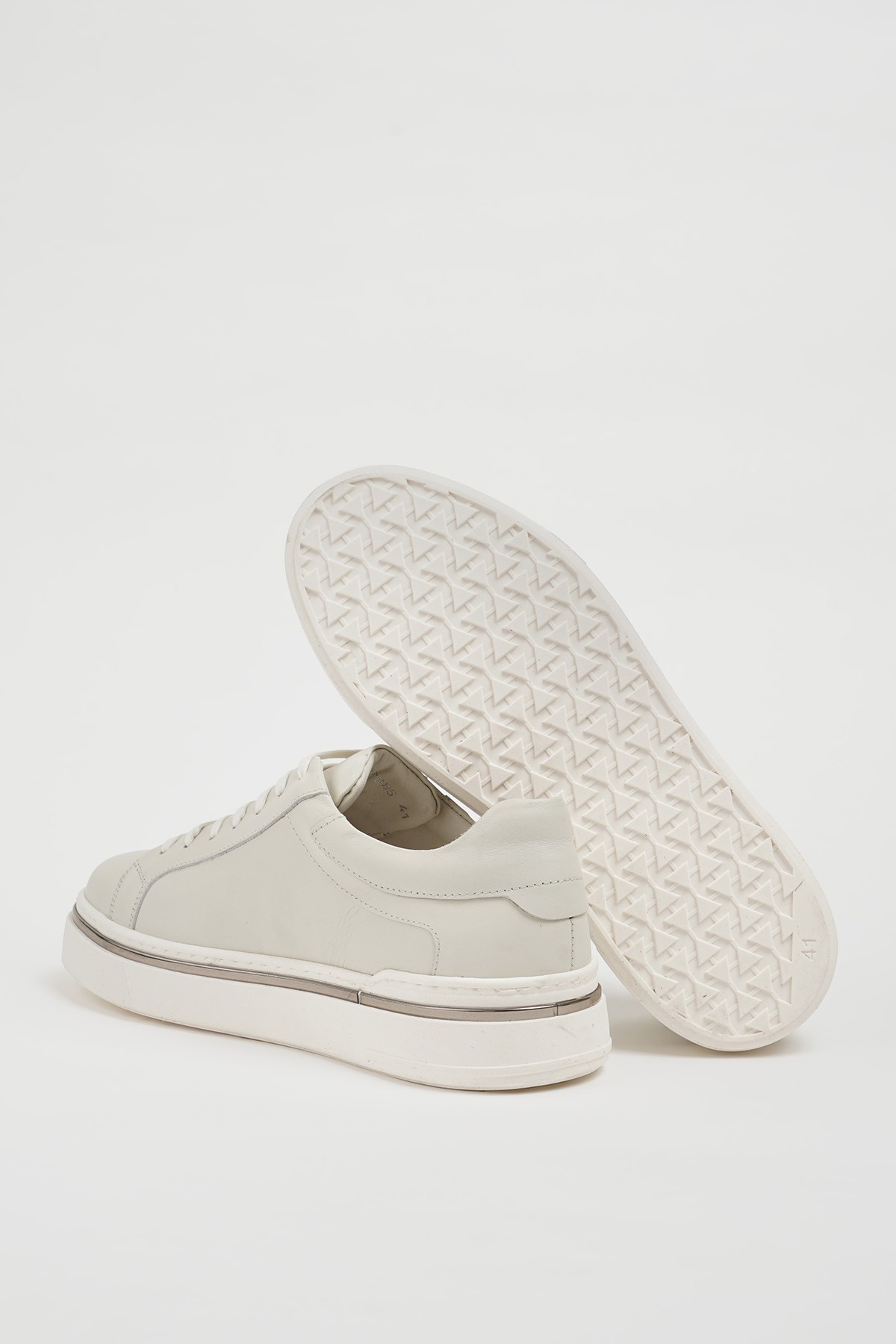 Titanik Model Hakiki Natural Deri İthal Taban Sneaker Ayakkabı - BEYAZ