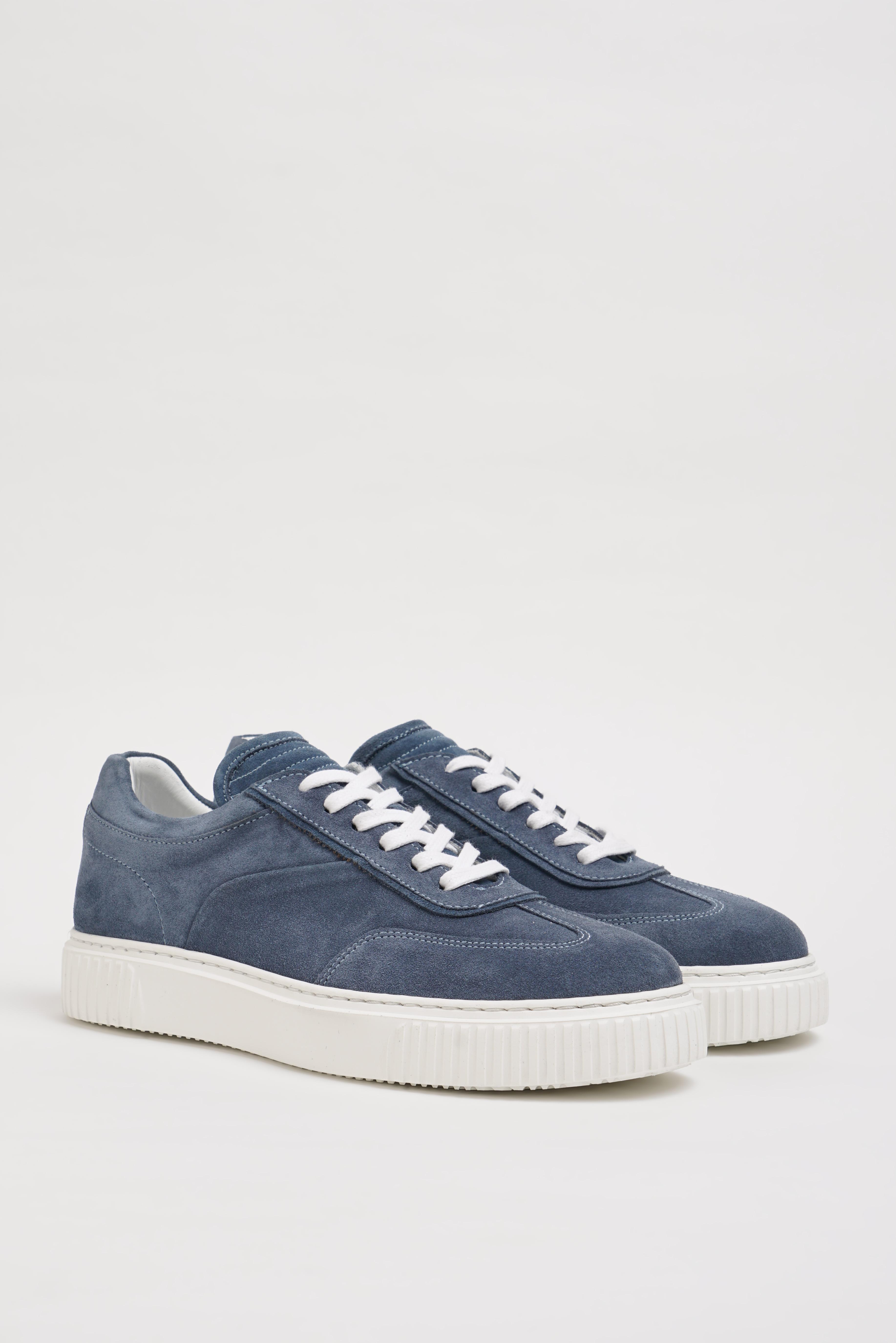 Ramus Model Kombinasyonlu Deri İthal Taban Sneaker Ayakkabı - MAVİ