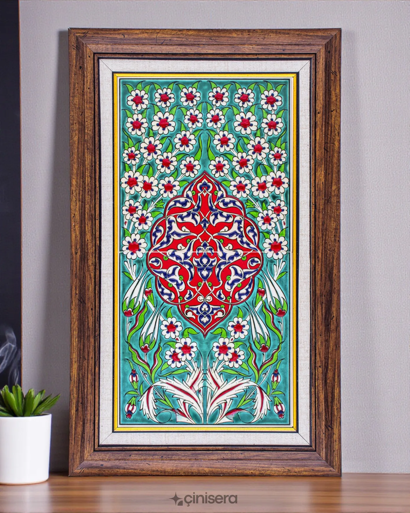 Hazar Kabartmalı Çini Tablo 30x60 cm