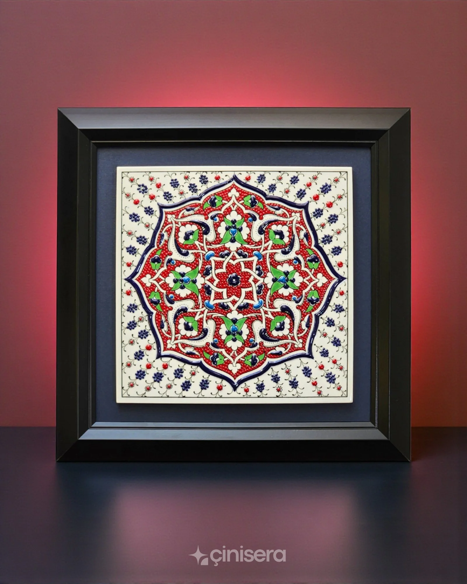 Yakuti Kabartmalı Çini Tablo 30x30 cm