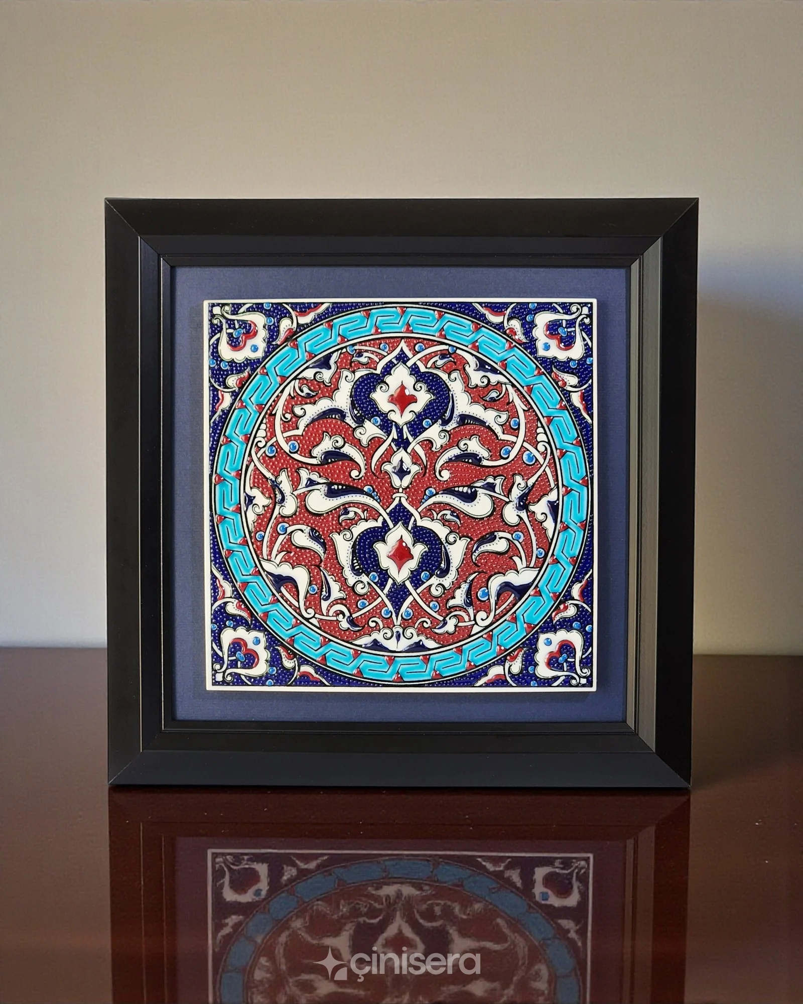 Bordena Kabartmalı Çini Tablo 30x30 cm